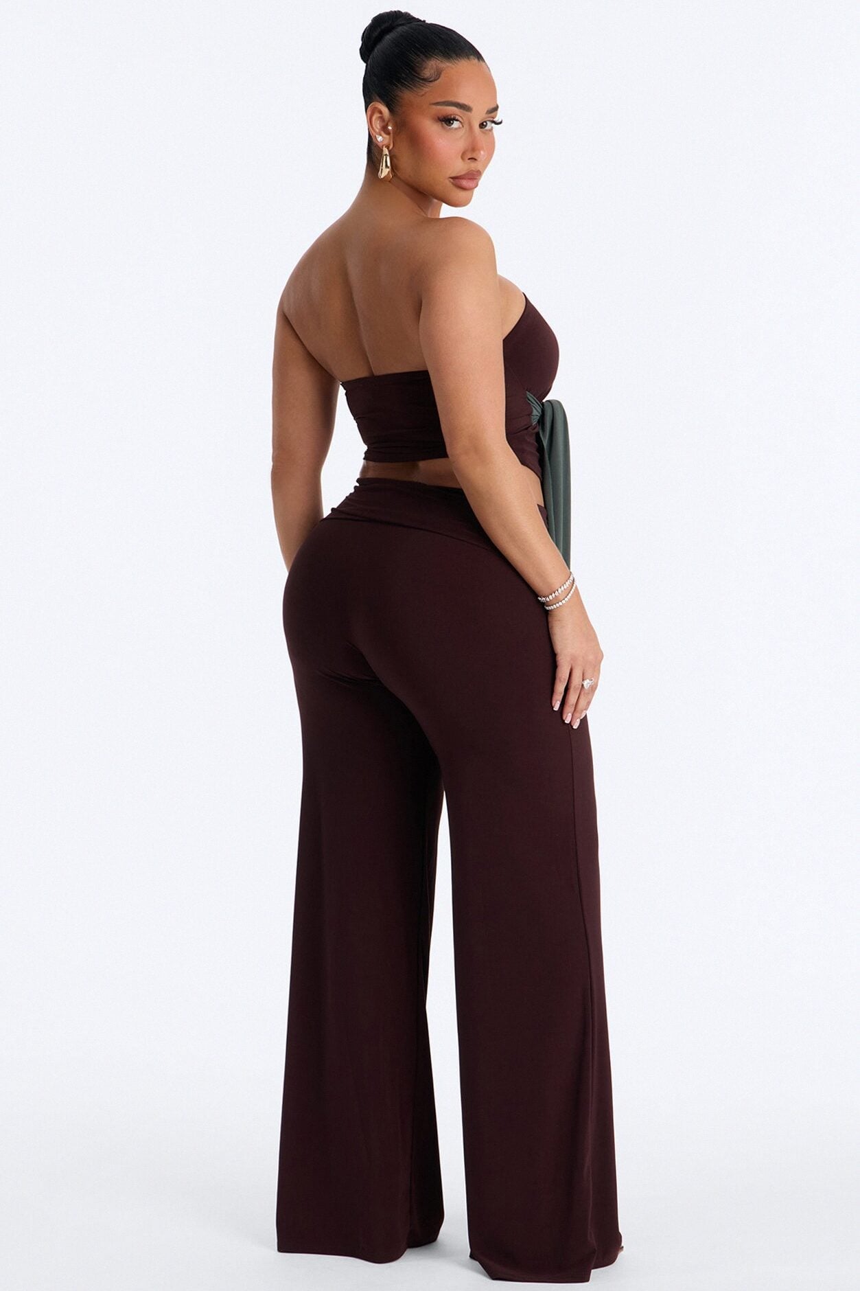 Devin Tie Front Colorblock Pant Set - Brown/combo image 4