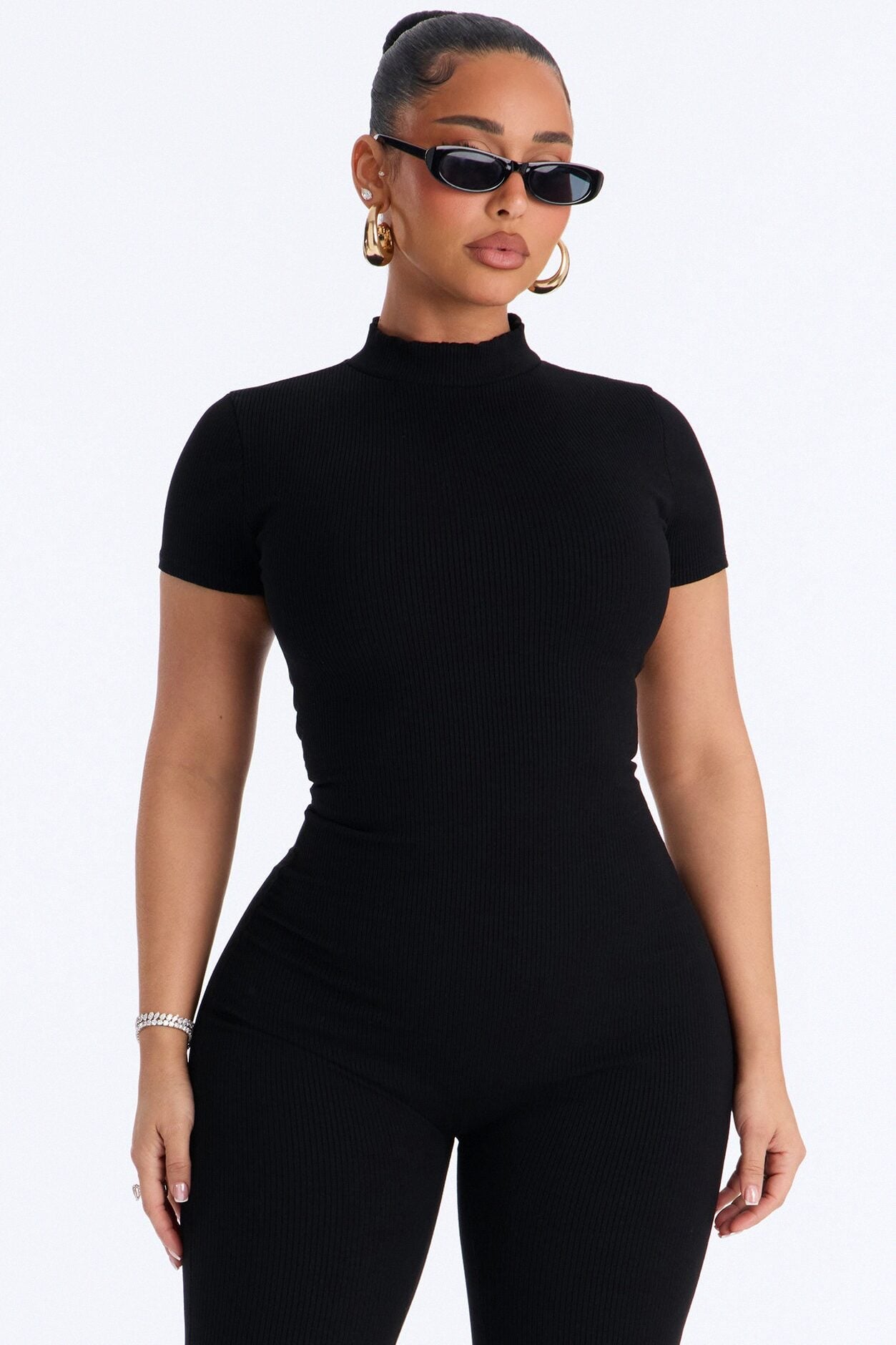 Maribel Short Sleeve Capri Jumpsuit - Black image 2