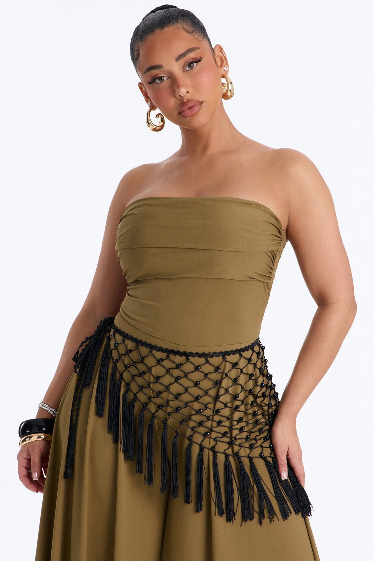 Effortless Daydream Jumpsuit And Scarf Set - Olive image 2