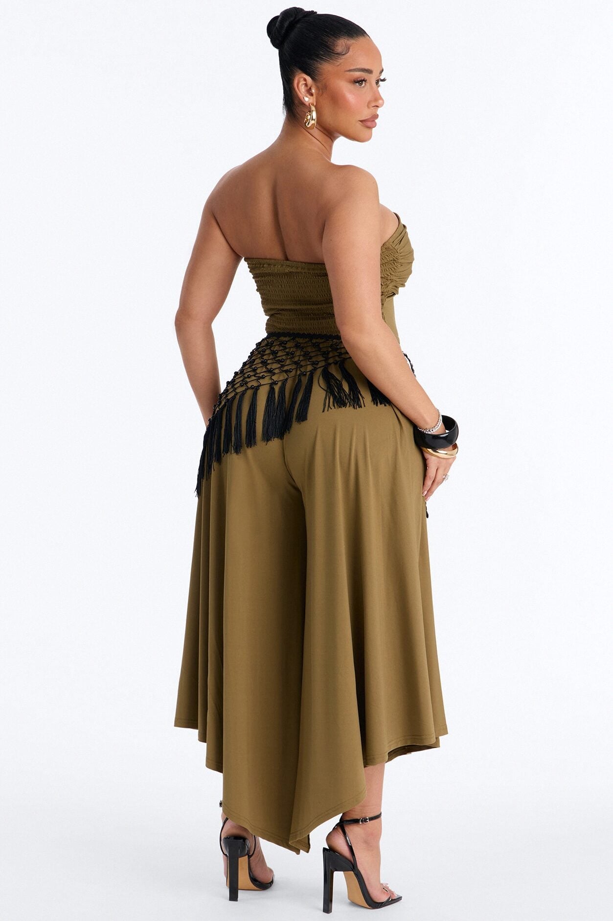 Effortless Daydream Jumpsuit And Scarf Set - Olive image 4