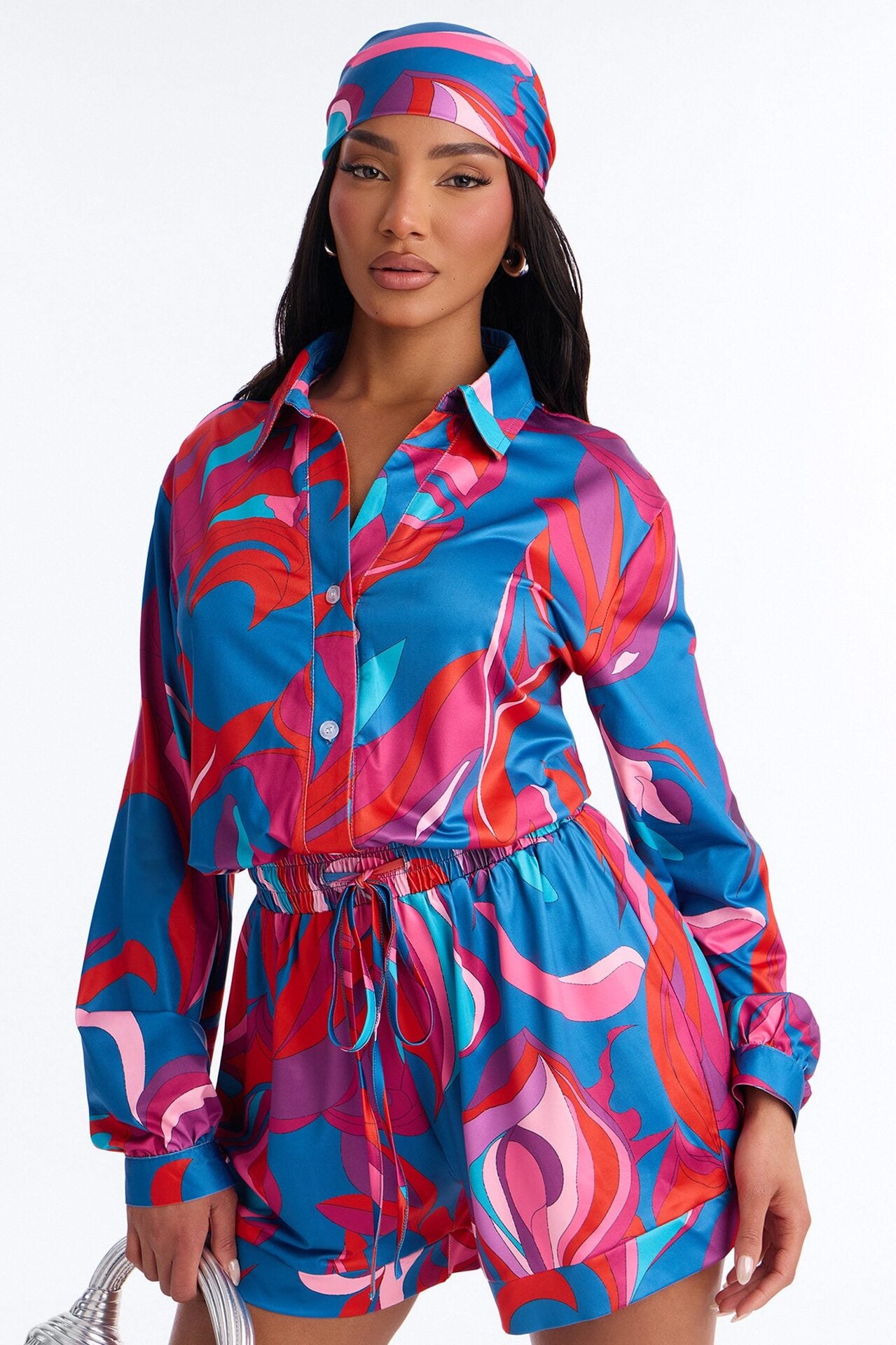 Cara Long Sleeve 2 Piece Romper Set - Pink image 2