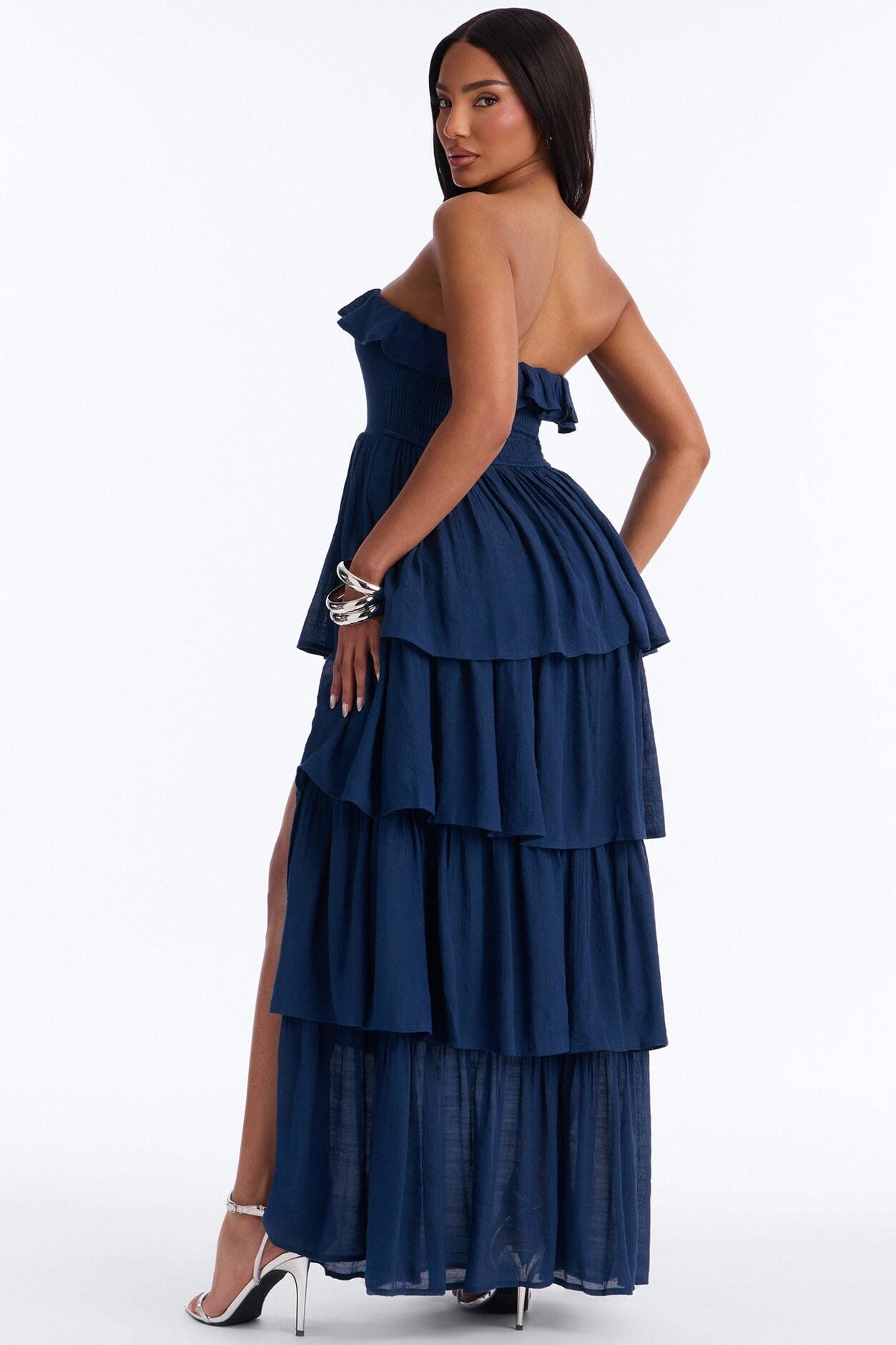 Tatum Tiered Strapless Maxi Dress - Navy image 4