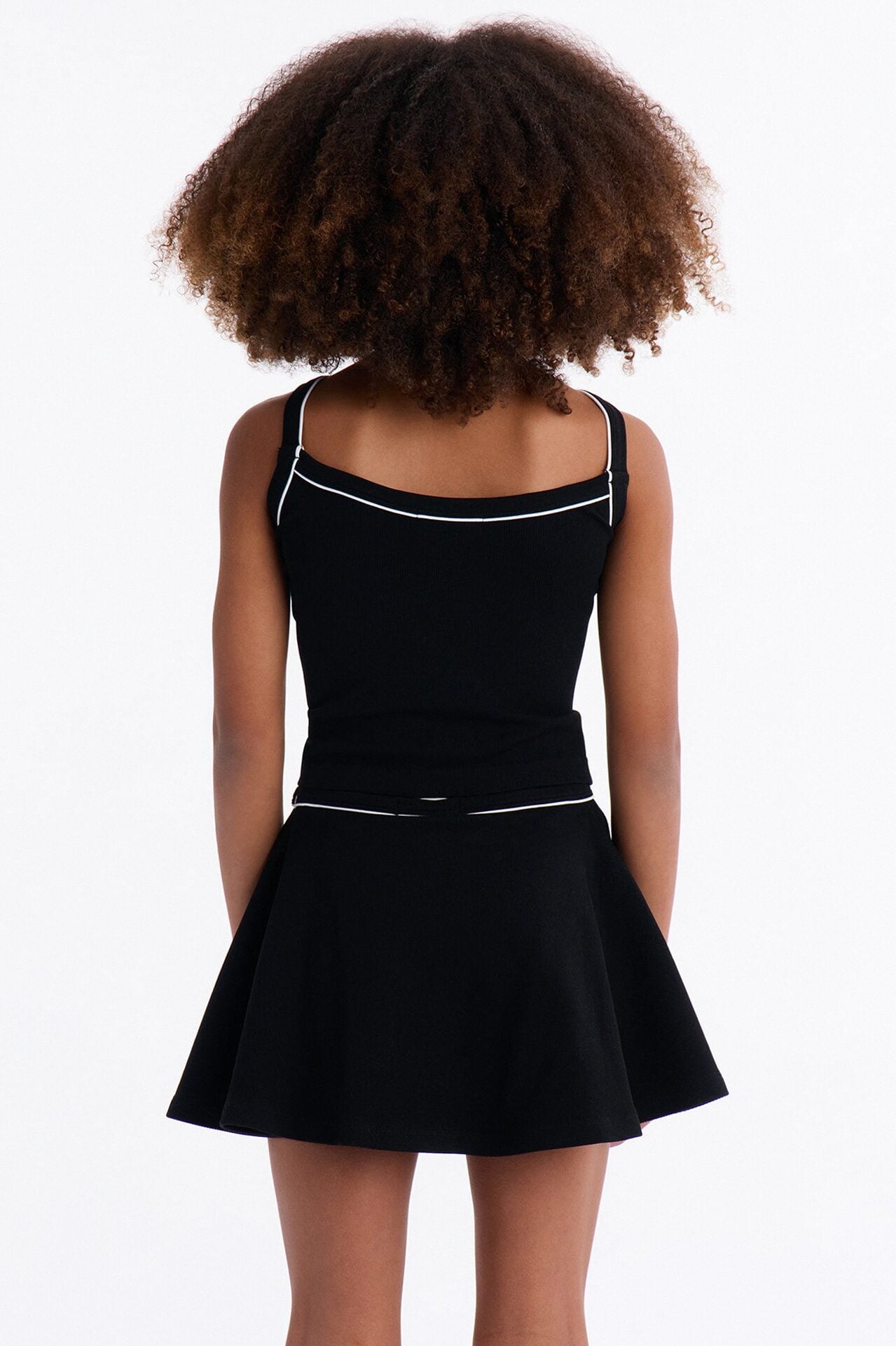 Mini Match The Vibes Ribbed Skirt Set - Black image 3