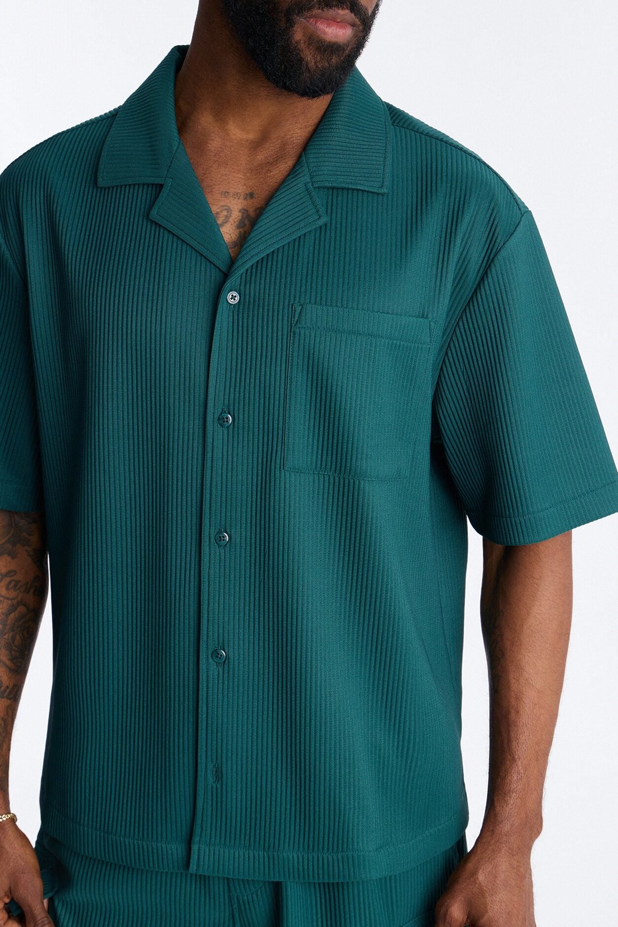 Show Up Short Sleeve Cuban Shirt - Teal image 3