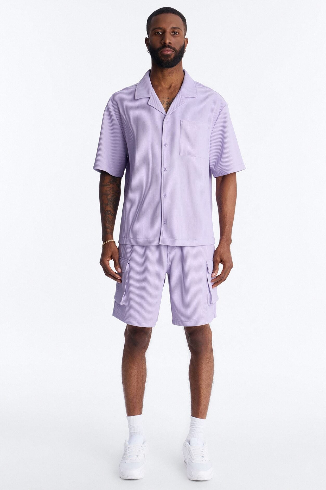 Show Up Short Sleeve Cuban Shirt - Lavender image 2