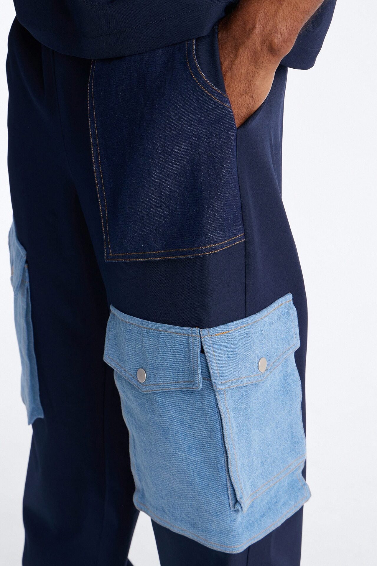 Baggy Blueprint Contrast Cargo Pant - Indigo image 4