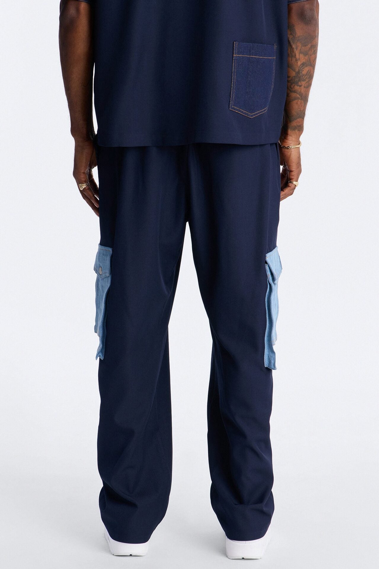 Baggy Blueprint Contrast Cargo Pant - Indigo image 5