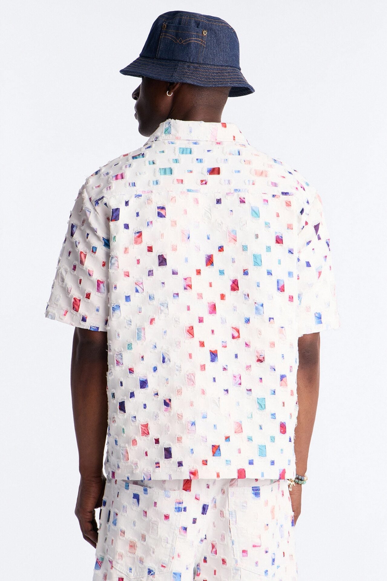 Cropped Watercolor Window Button Up Shirt - White image 4