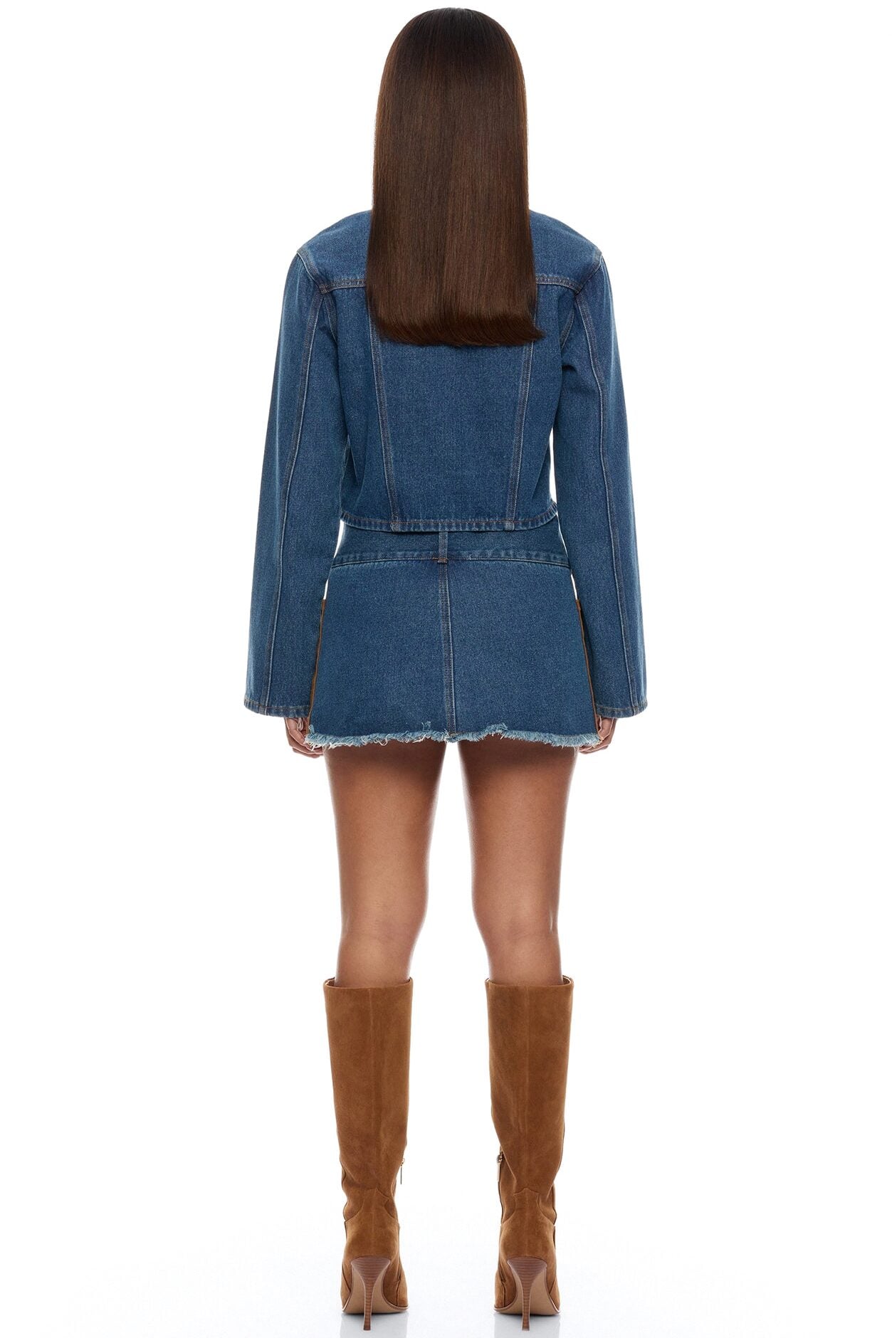 Sadie Patchwork Mini Skirt Set - Denim image 5