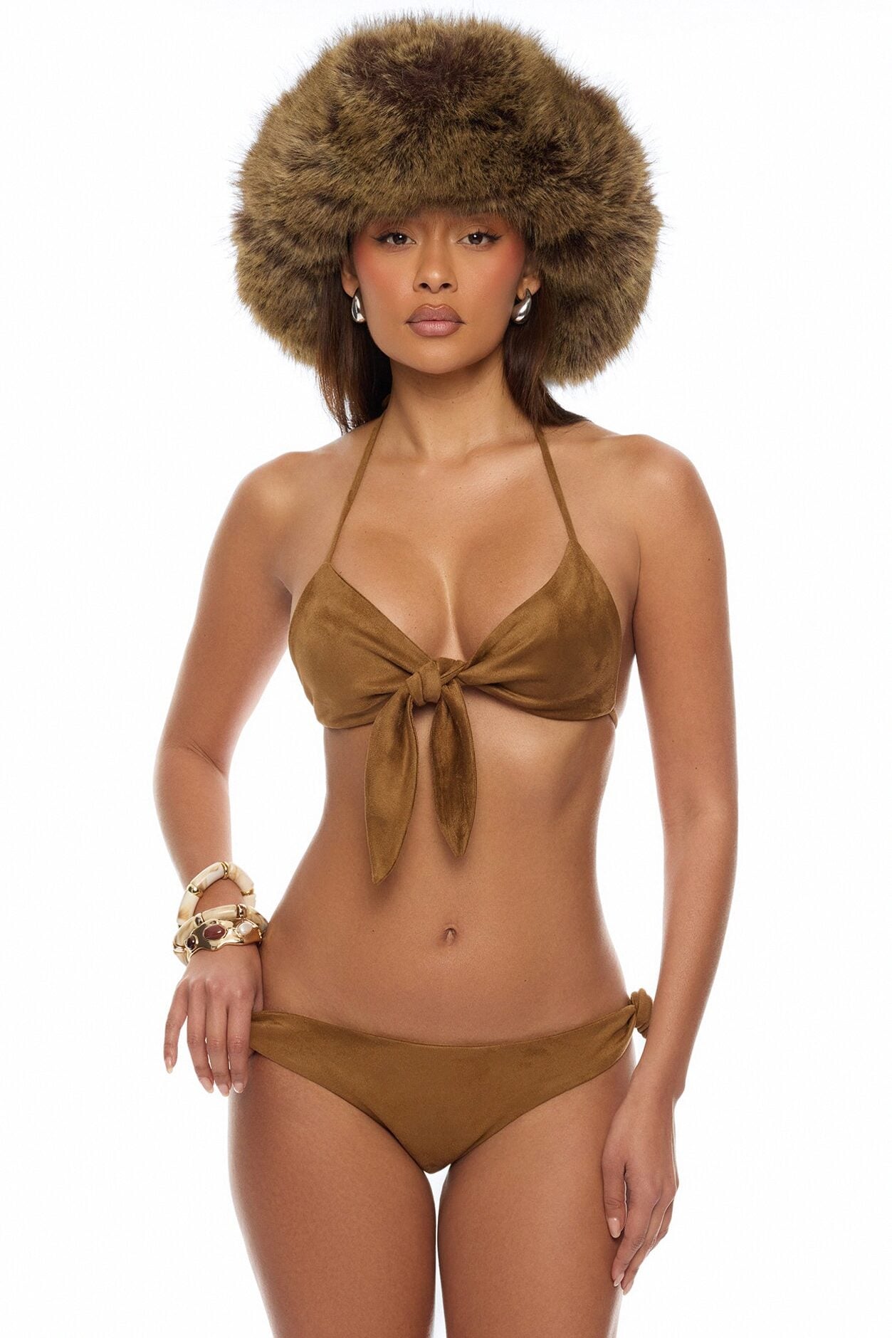 Desert Living 3 Piece Suede Sunsuit Set - Brown image 2
