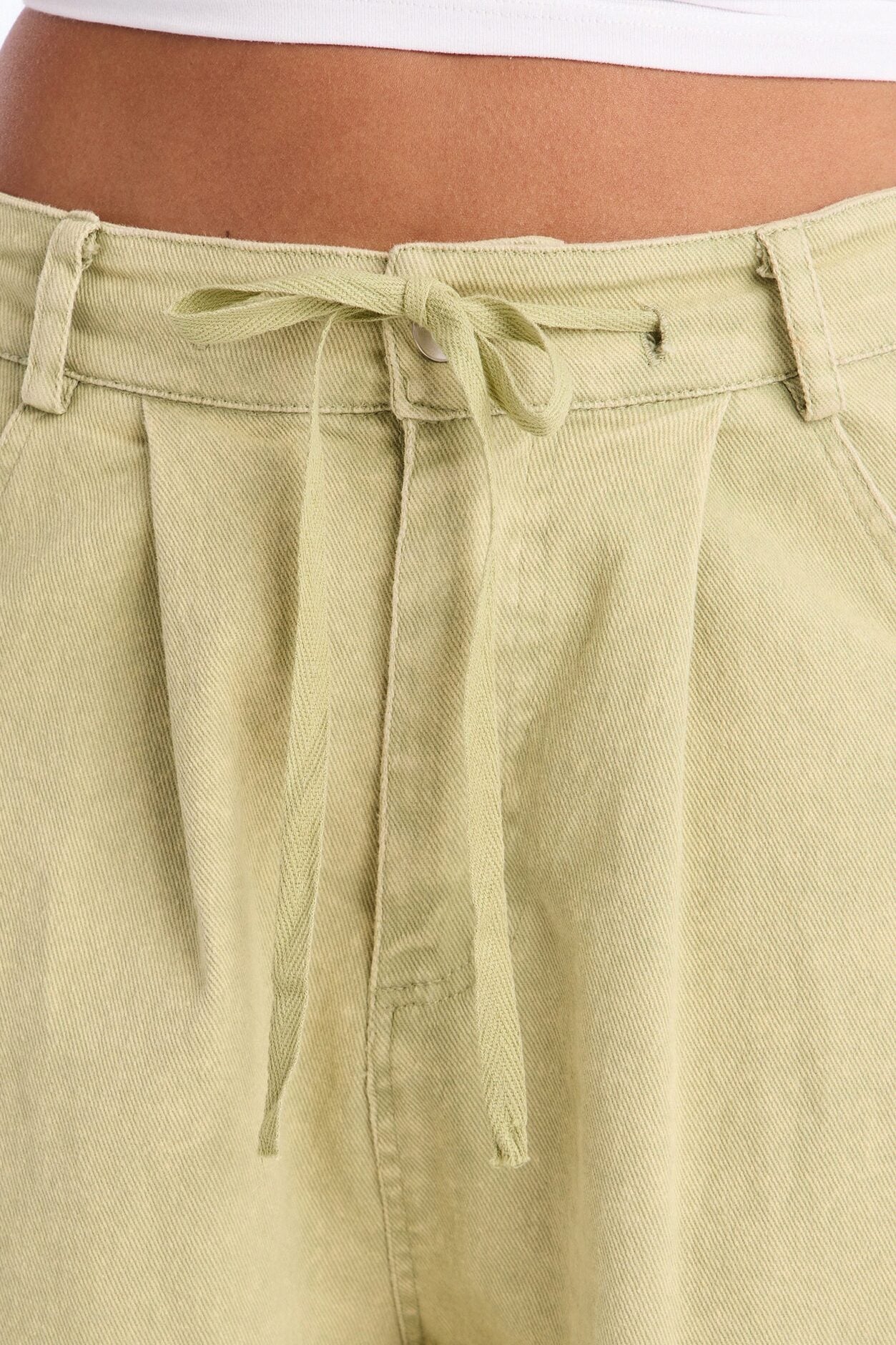 Georgie Washed Twill Barrel Leg Pant 33″ - Green image 3