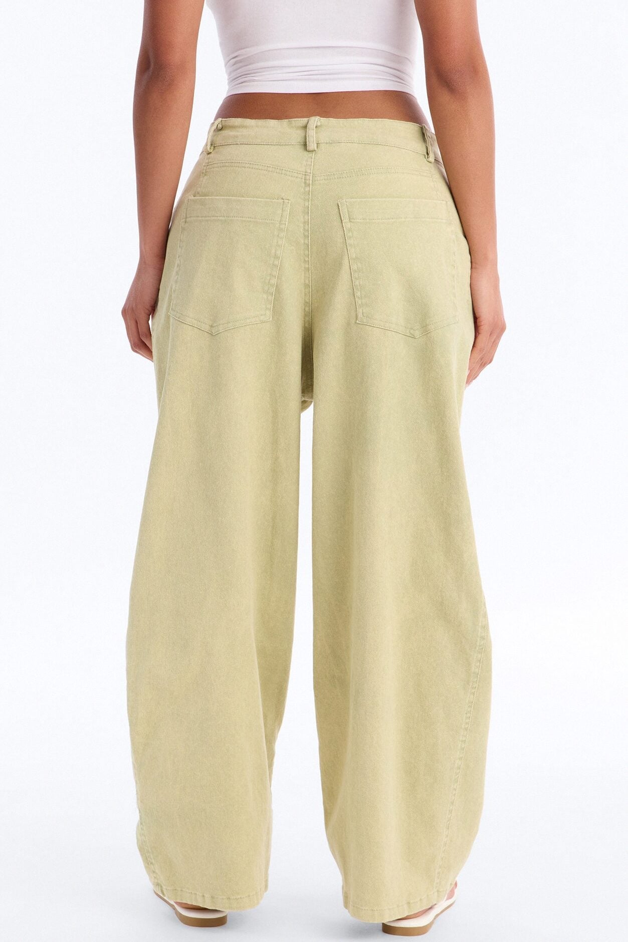 Georgie Washed Twill Barrel Leg Pant 33″ - Green image 4