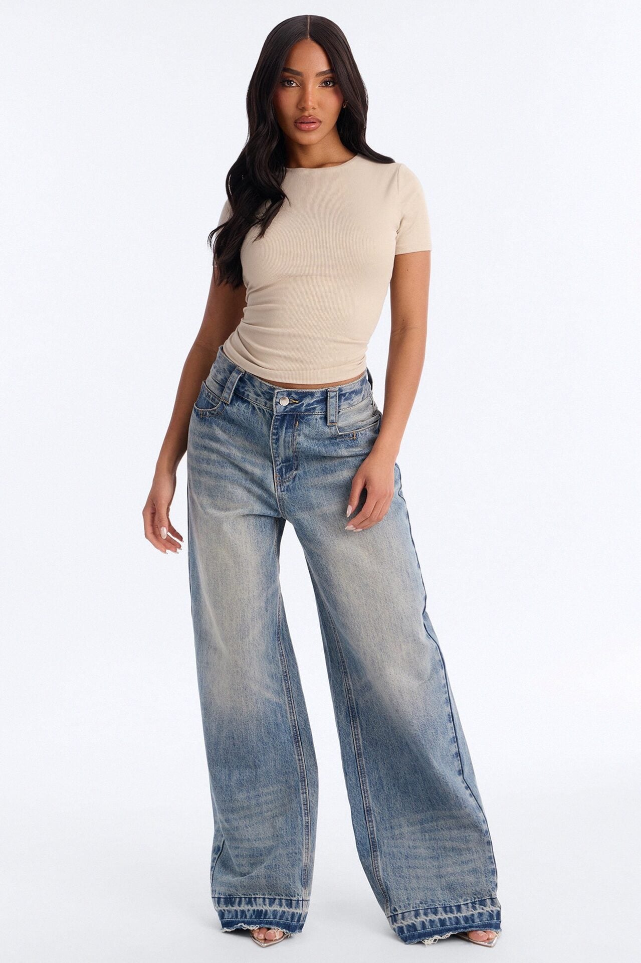 Chloe Crew Neck Short Sleeve Tee - Stone image 2