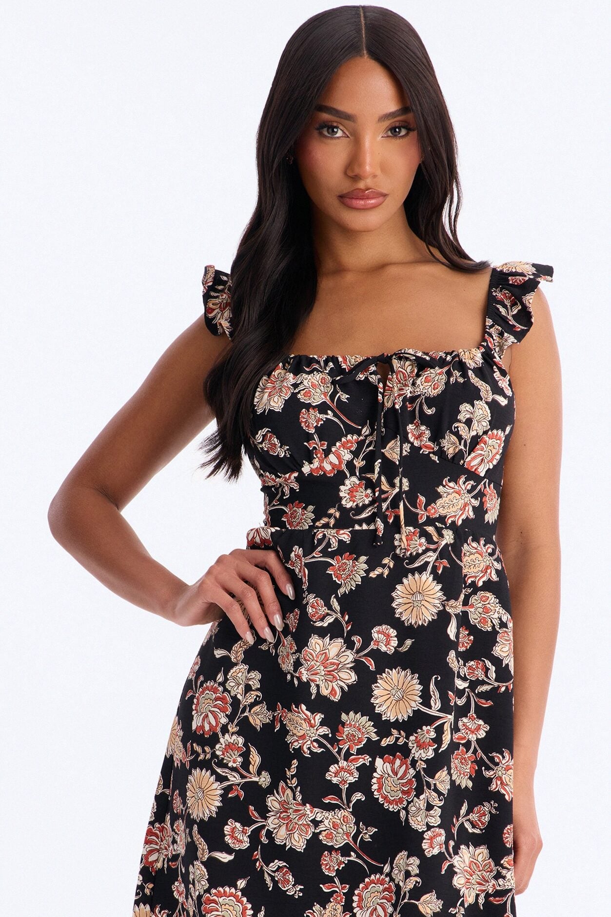 Jolene Floral Airflow Mini Dress - Black image 2