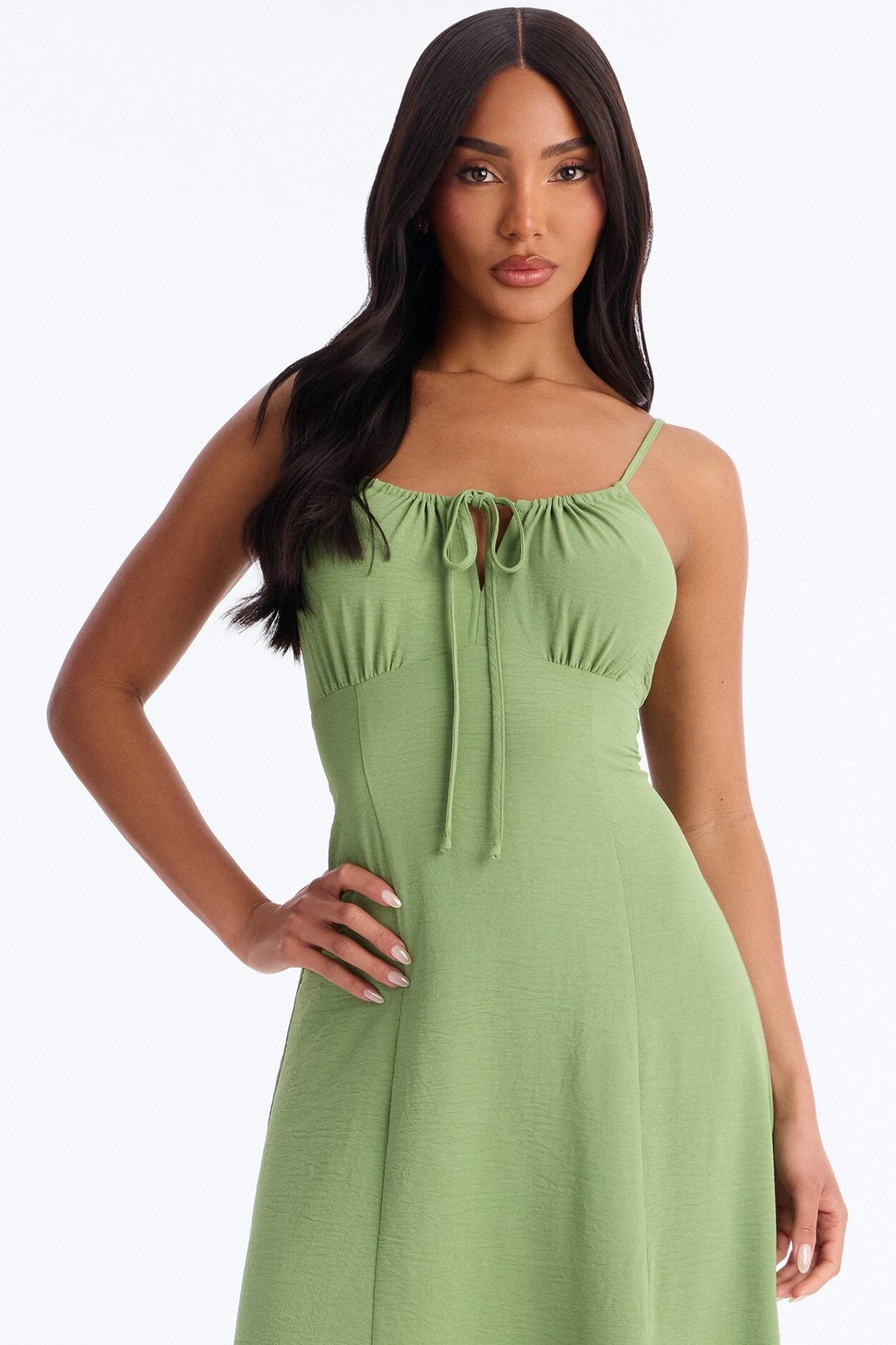 Lysandra Sleeveless Airflow Maxi Dress - Olive image 2