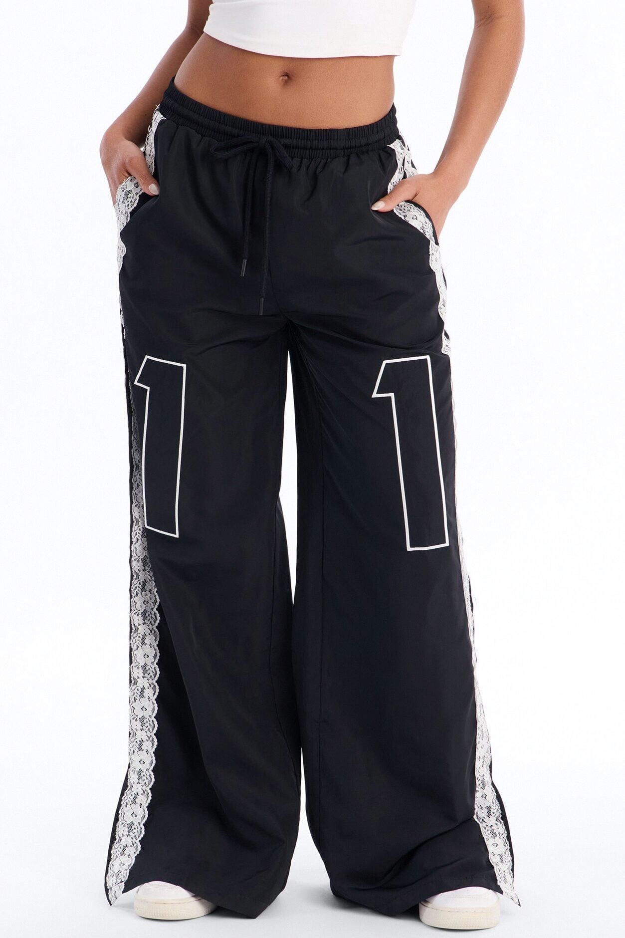 Lucky You Laced Windbreaker Lounge Pant - Black image 2