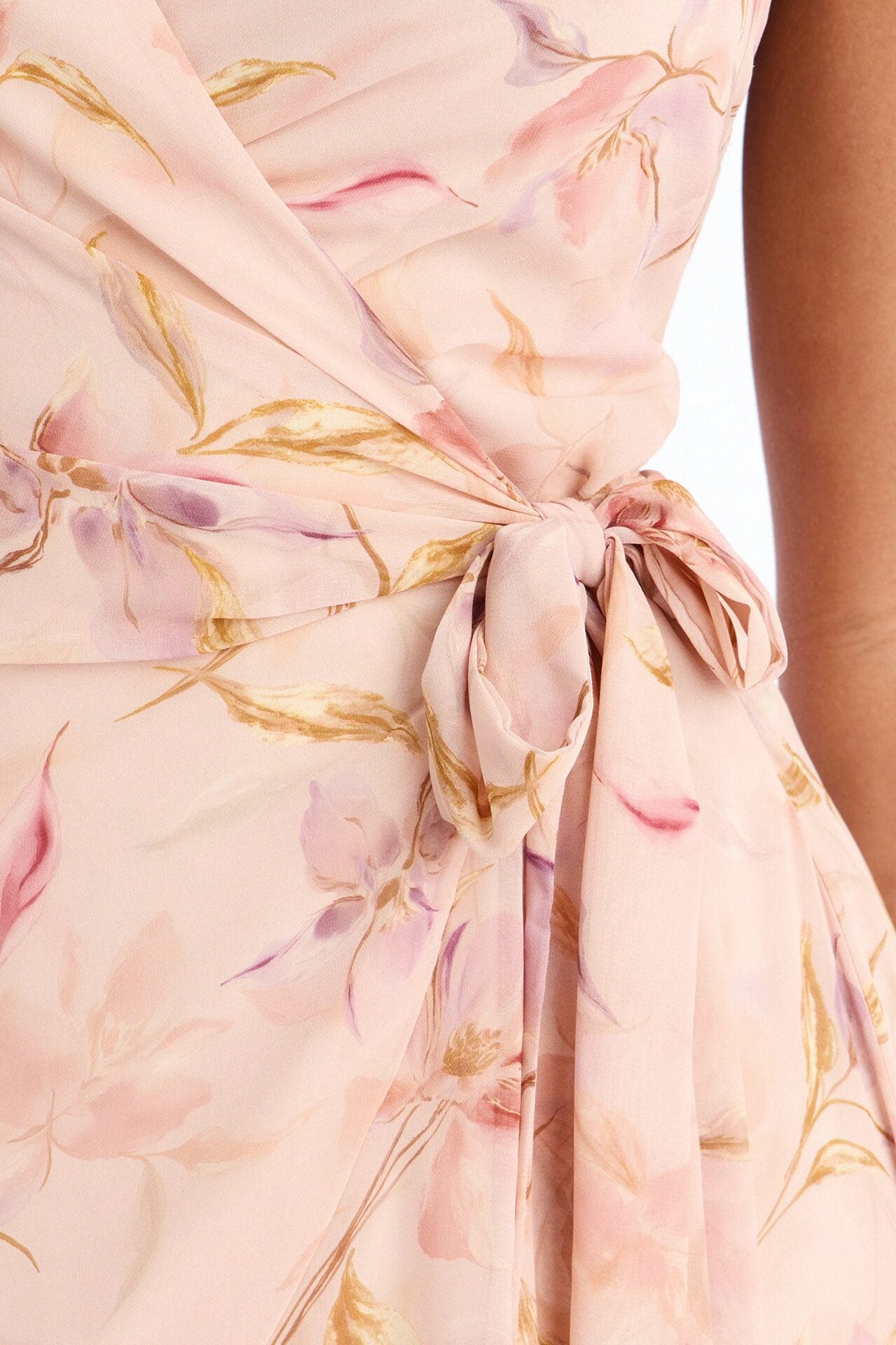 Zoey Floral Chiffon Wrap Midi Dress - Blush image 3