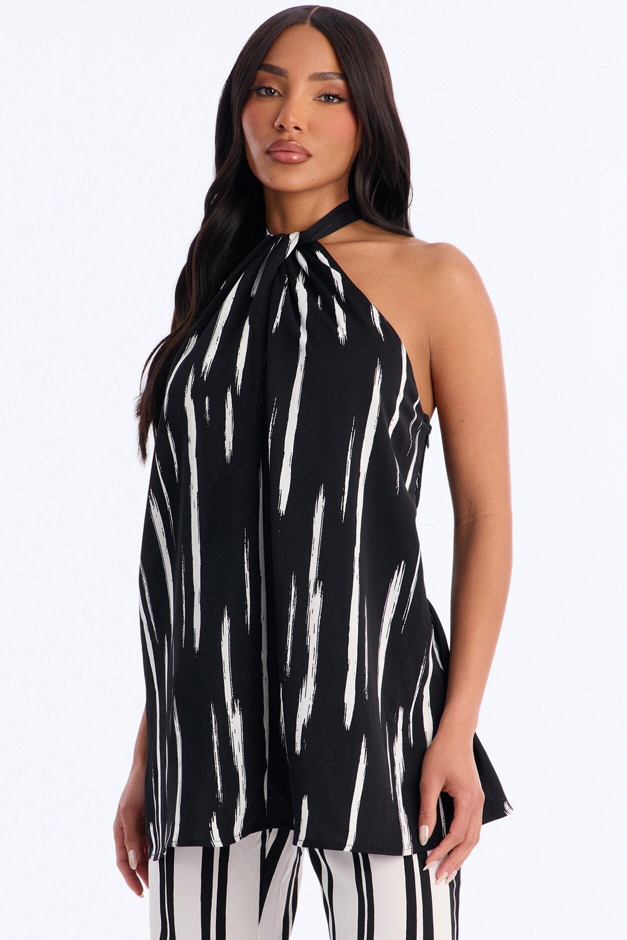 Mariyah Striped Wide Leg Jumpsuit - Black/White image 2