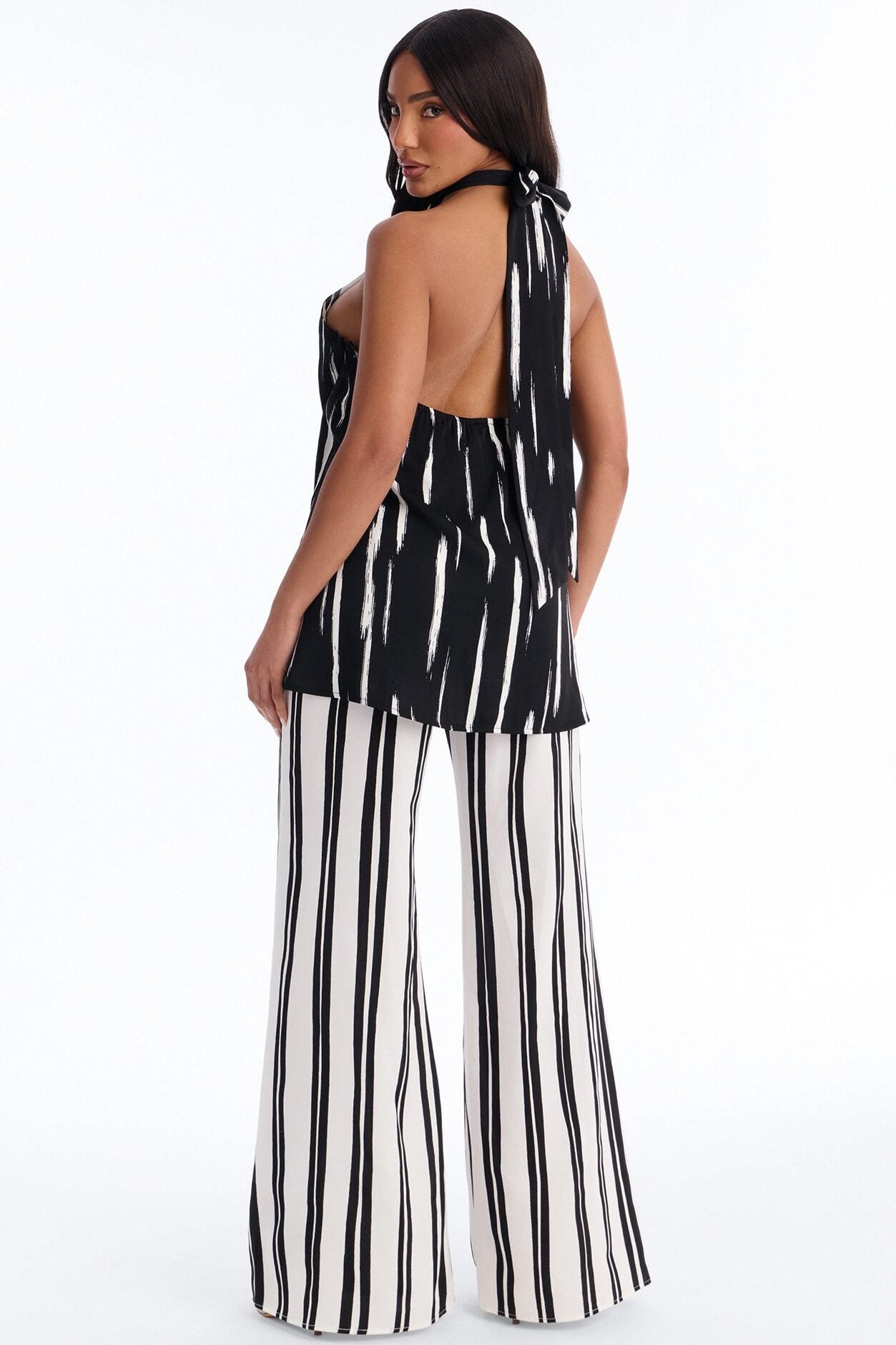 Mariyah Striped Wide Leg Jumpsuit - Black/White image 4