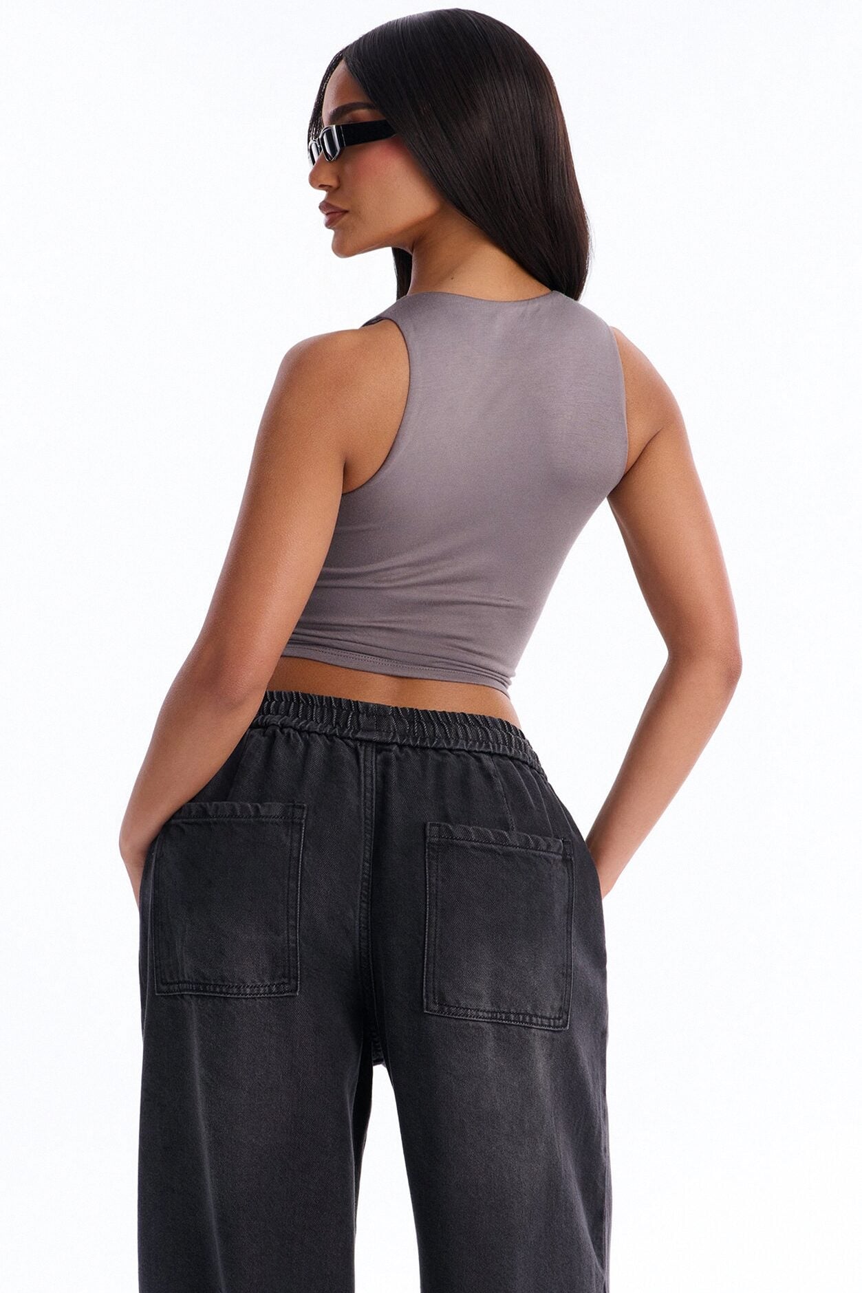Amberly Double Lined Jersey Tank - Grey image 4