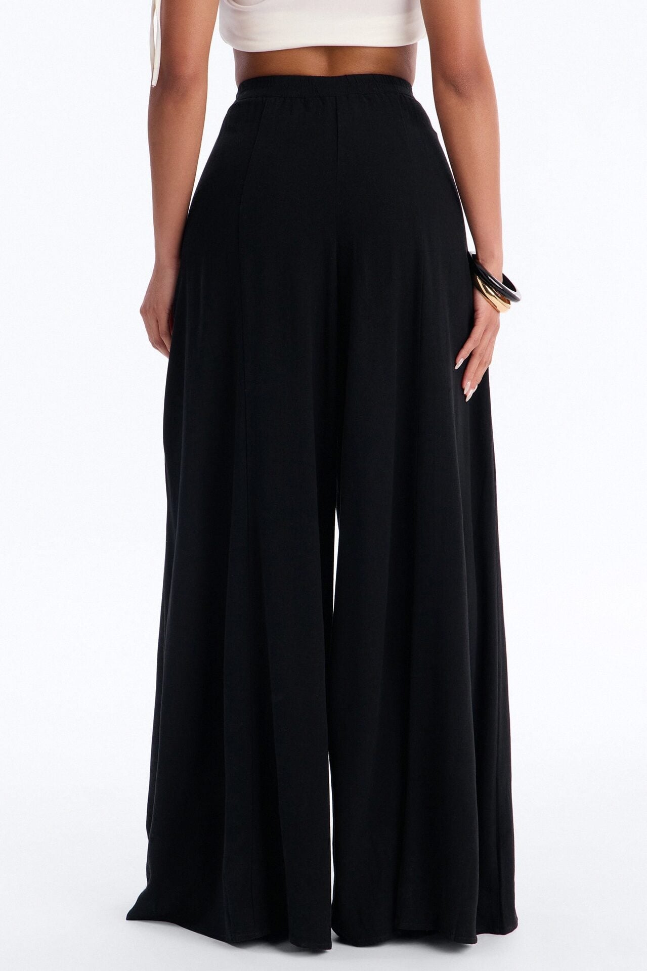 Aubrey High Rise Linen Wide Leg Pant 33″ - Black image 3