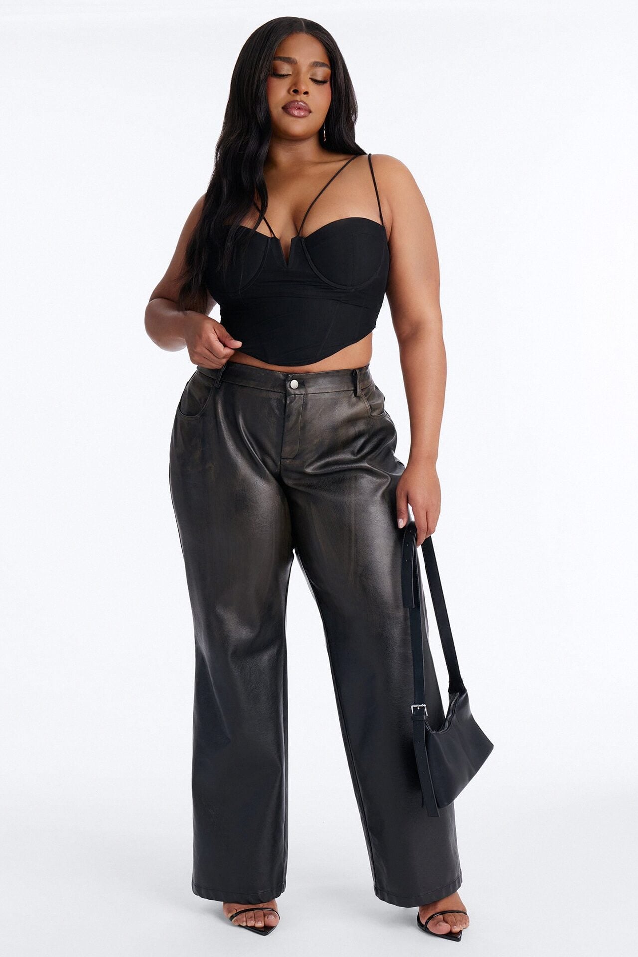 Clock it Faux Leather Straight Leg Pant - Brown image 5