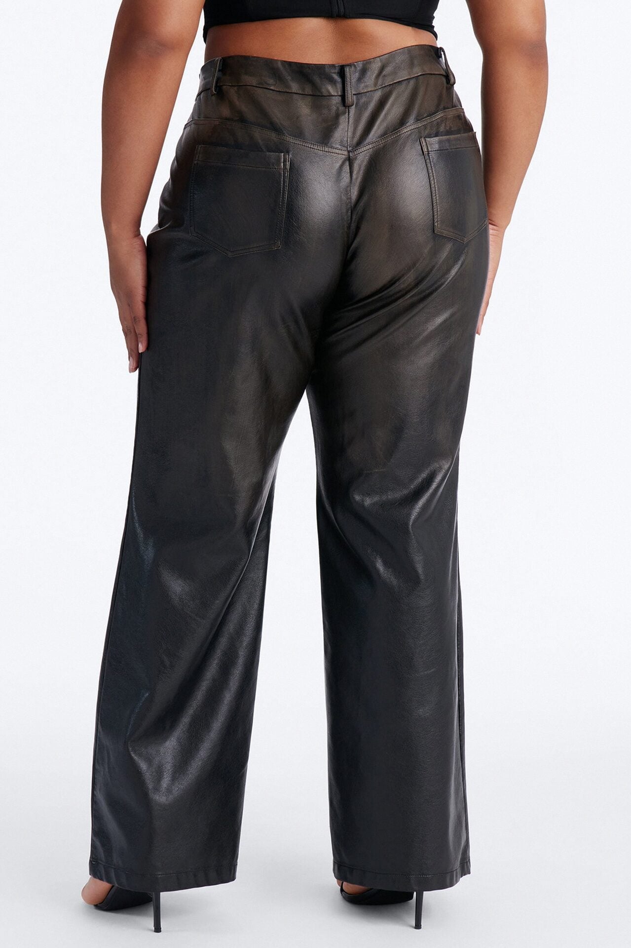 Clock it Faux Leather Straight Leg Pant - Brown image 7