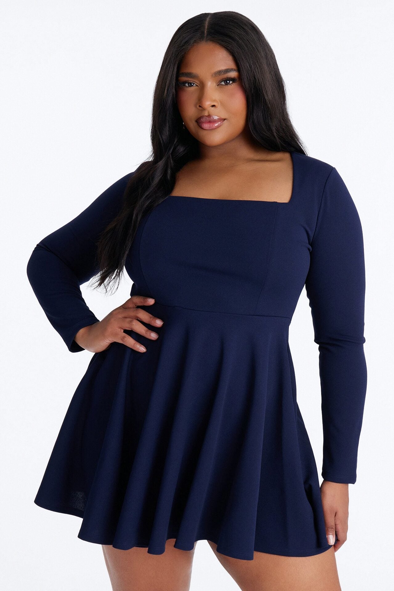 Alena Long Sleeve Mini Dress - Navy image 4