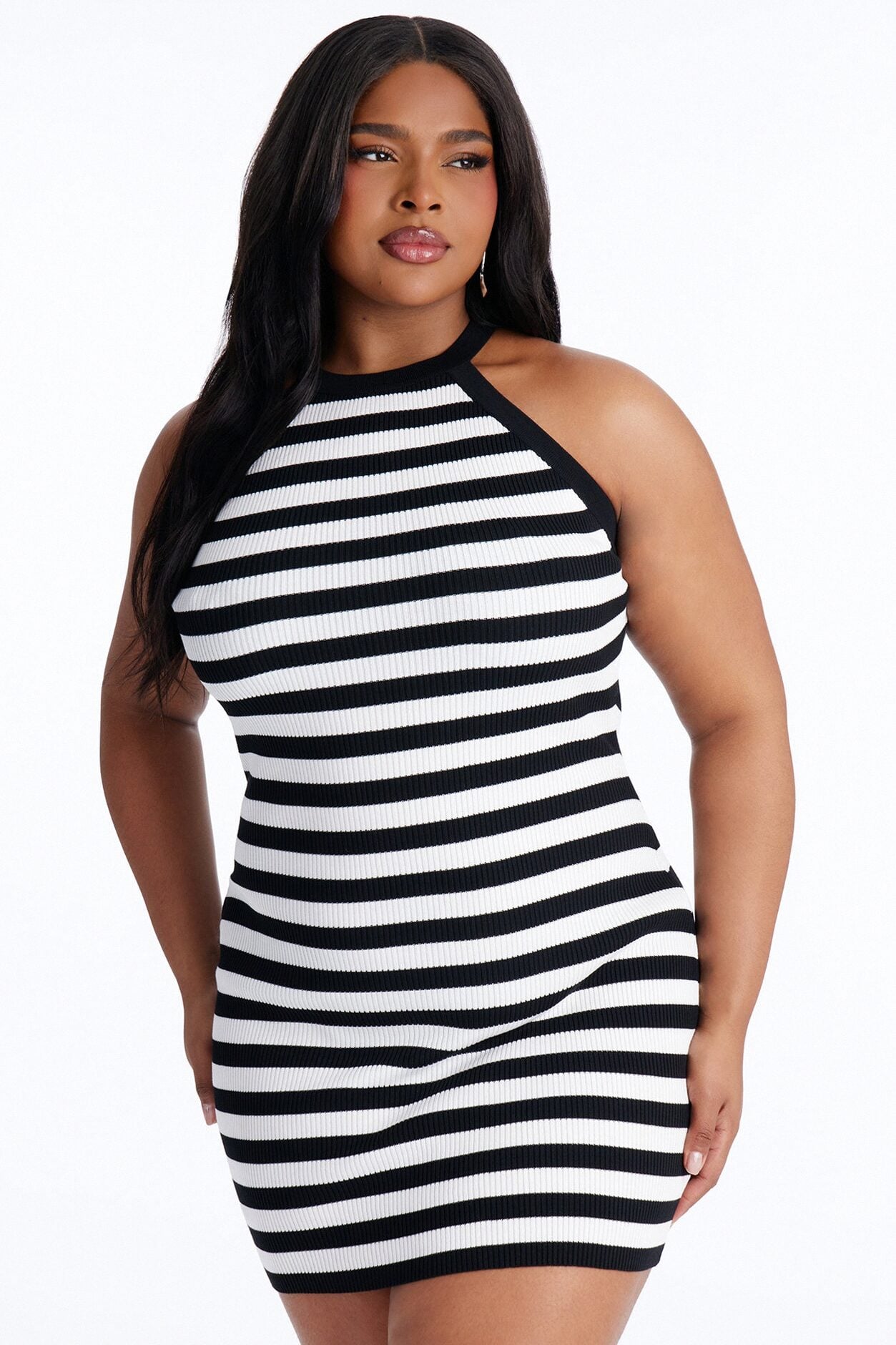 Sawyer Striped Ribbed Mini Dress - Black image 5