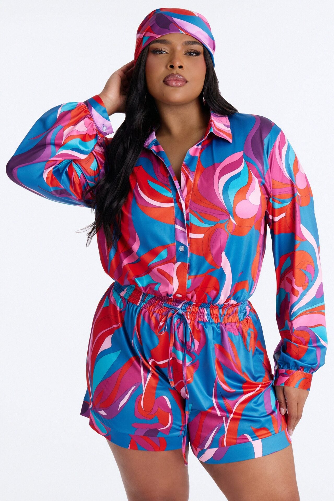 Cara Long Sleeve 2 Piece Romper Set - Pink image 6