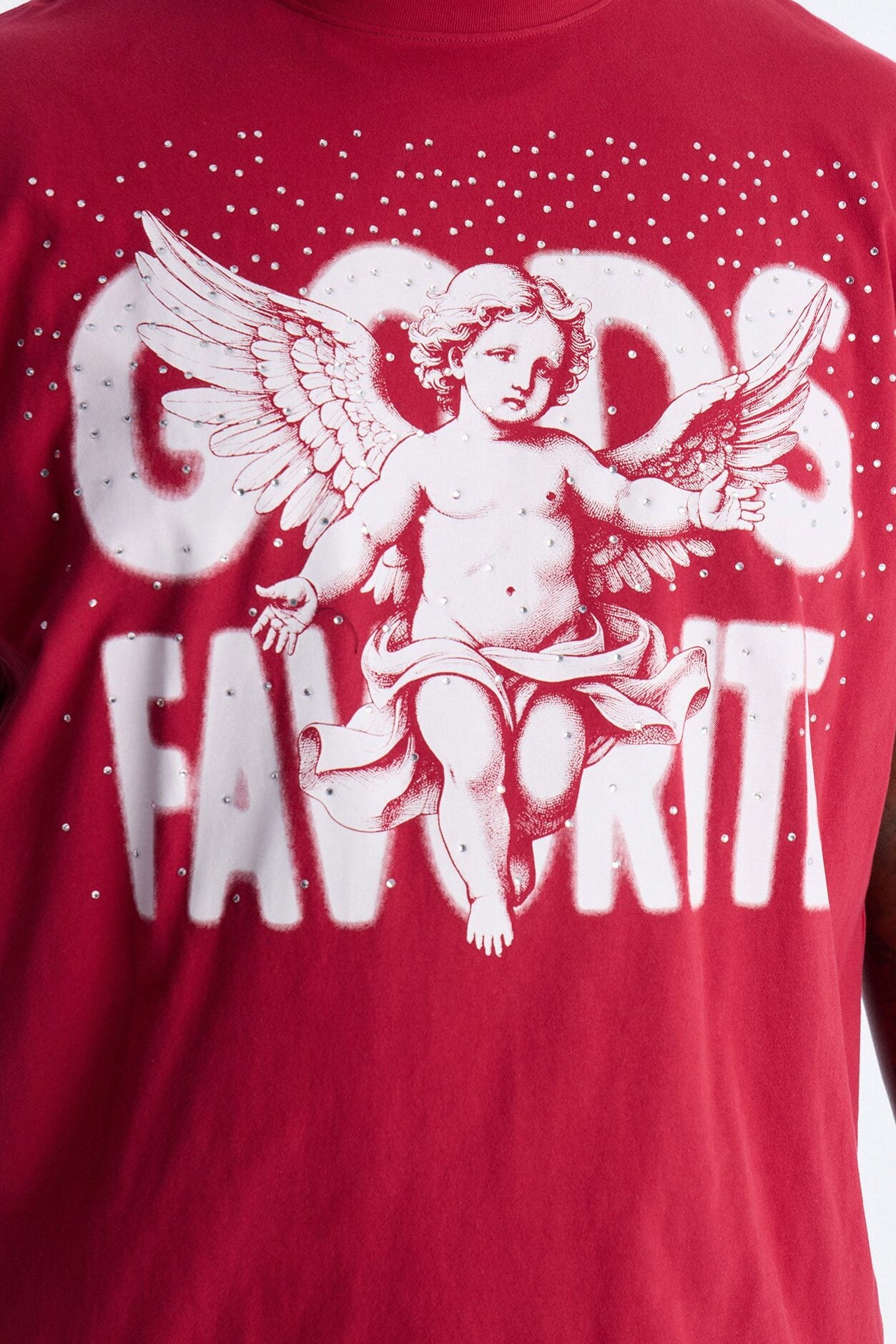 God's Favorite Rhinestones Short Sleeve Tee - Red image 6