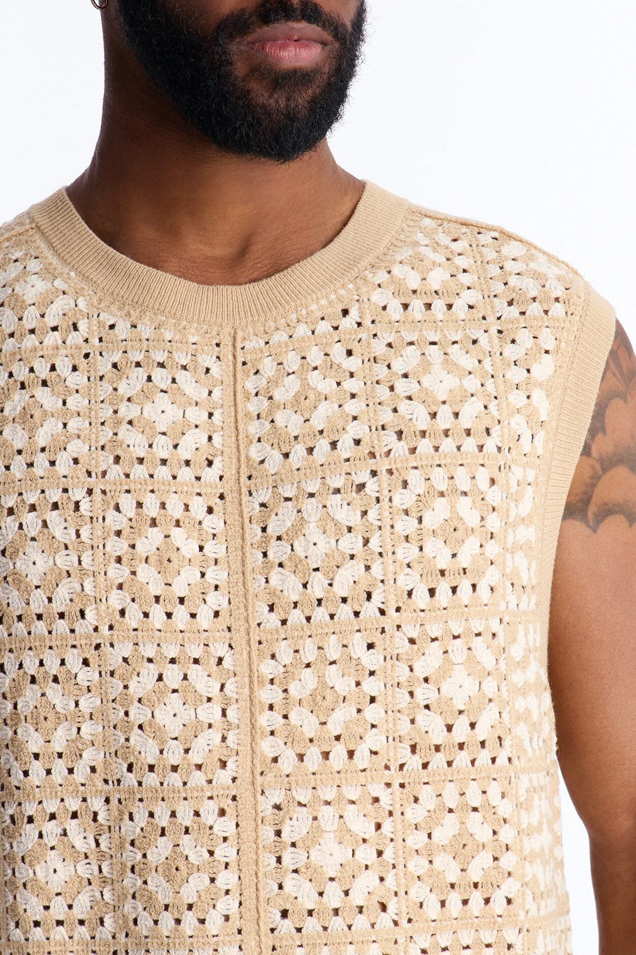 Square One Sweater Vest - Tan/Multi image 3