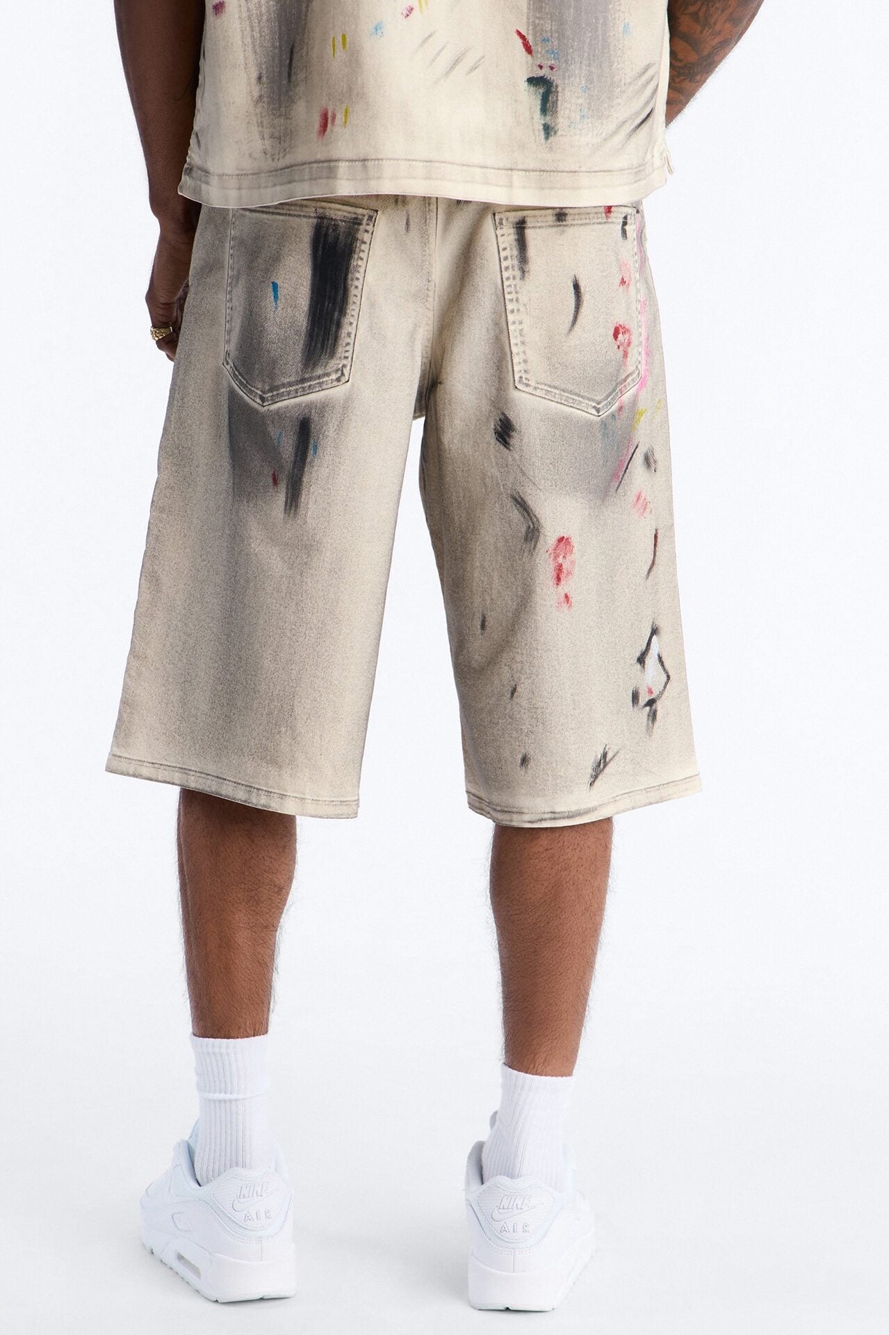 Baggy Hope Street Splatter Denim Short - Cream image 4