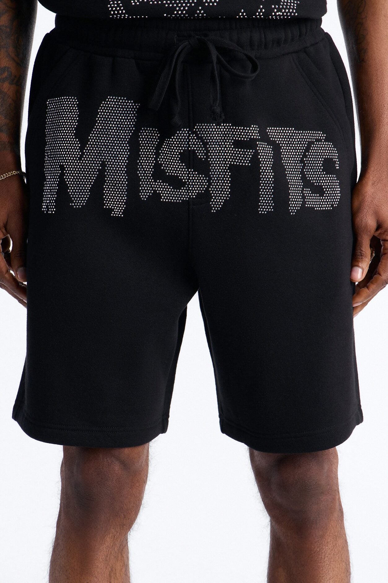 MIsfits Rhinestone Relaxed Sweatshorts - Black image 3