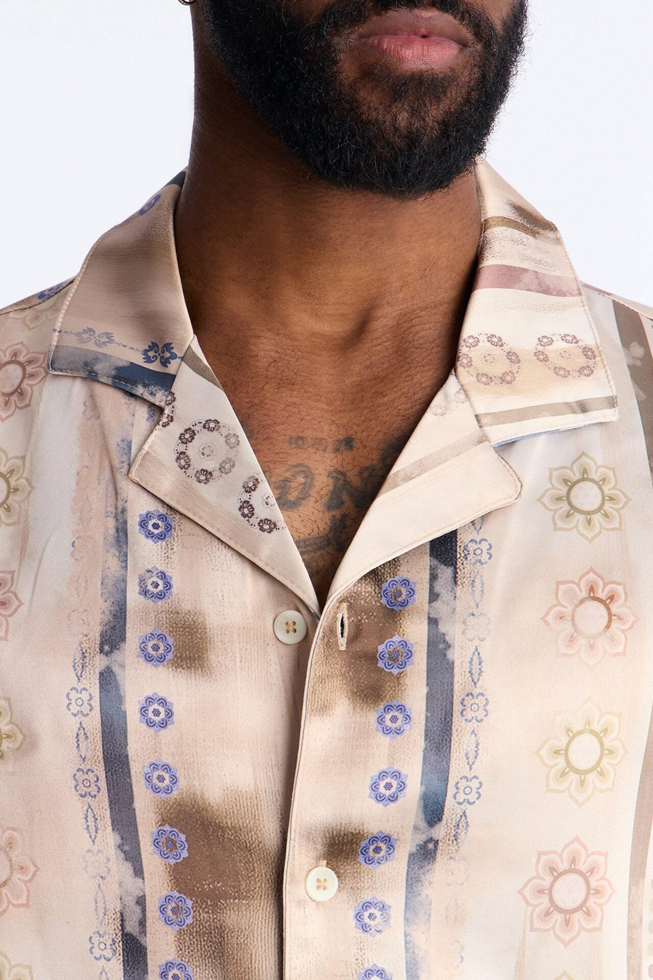 Rosewood Cuban Collar Button Up Shirt - Brown image 3