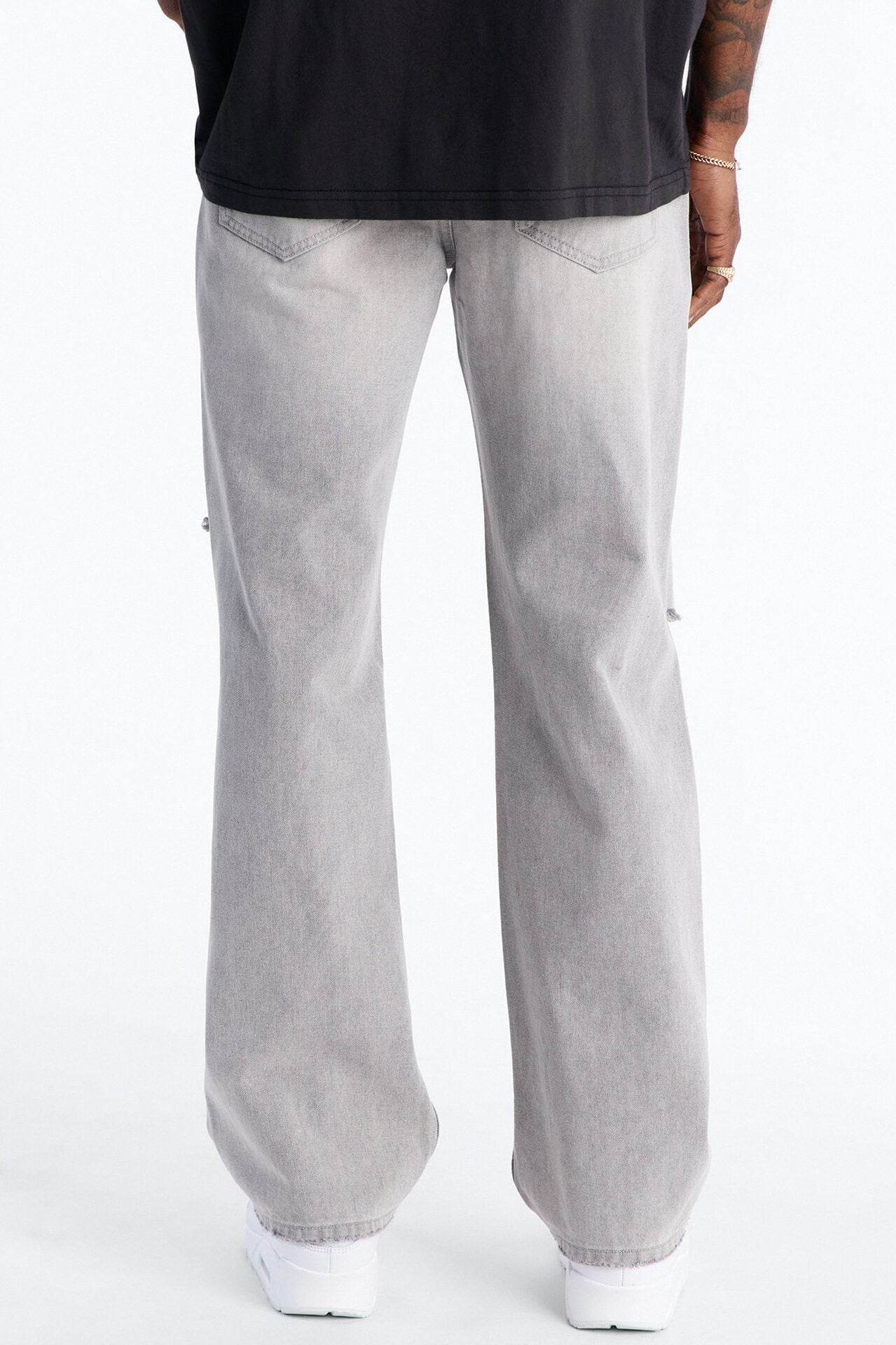 Essential Destroyed Straight Rigid Jean - Grey image 5