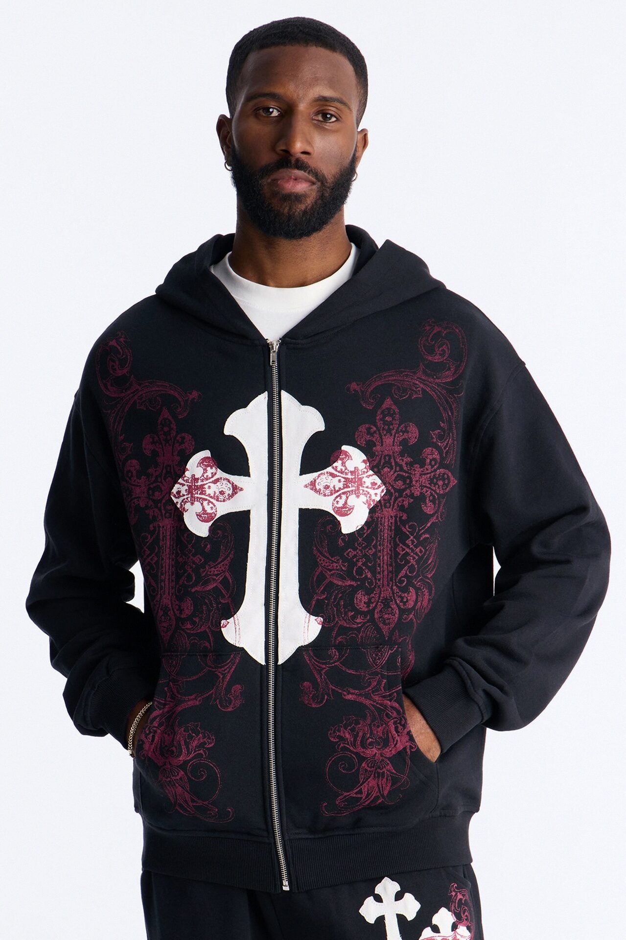 Pick Up Your Cross Patch Zip Hoodie - Black image 3
