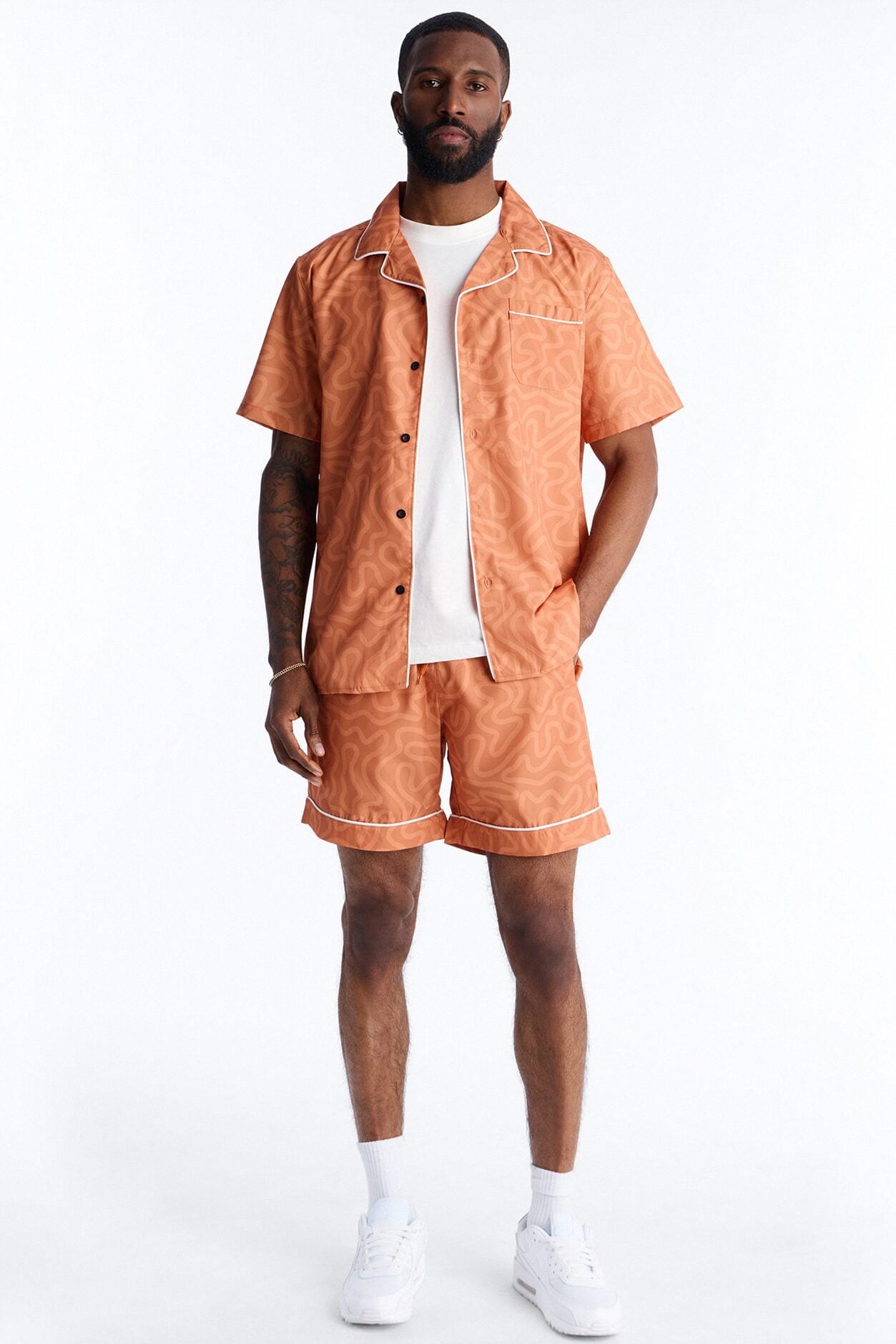 Relaxed Sienna Wave Cuban Collar Shirt - Orange image 2