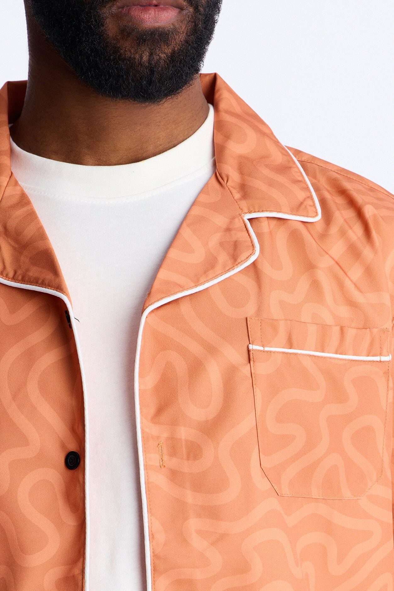 Relaxed Sienna Wave Cuban Collar Shirt - Orange image 3