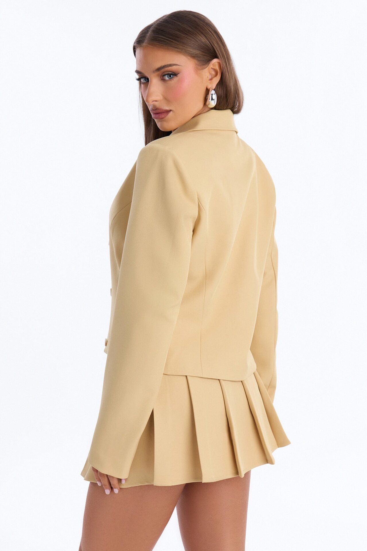 Walk the Talk Fitted Collared Blazer - Khaki image 4