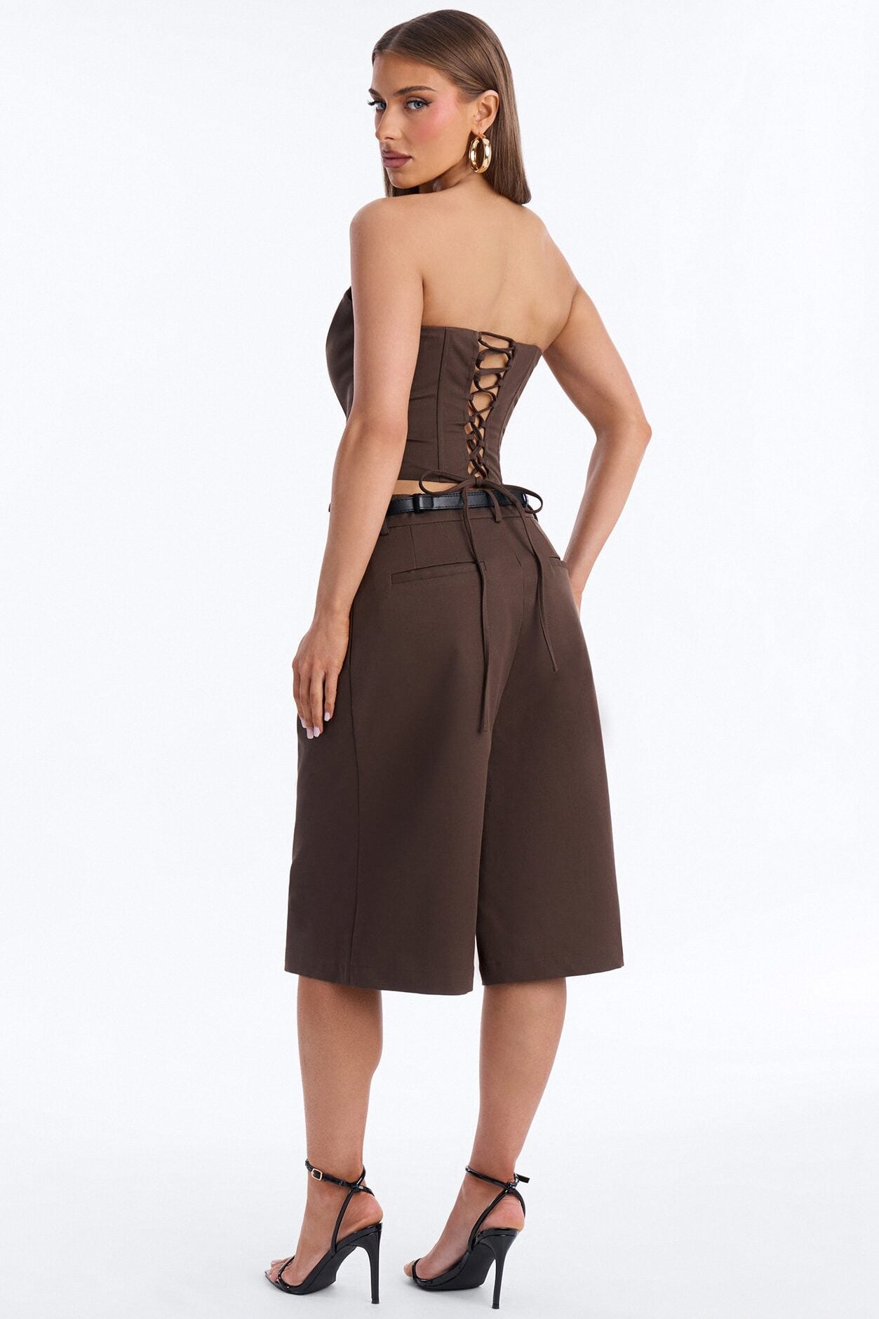 Chic Authority Belted Jort Set - Charcoal image 4
