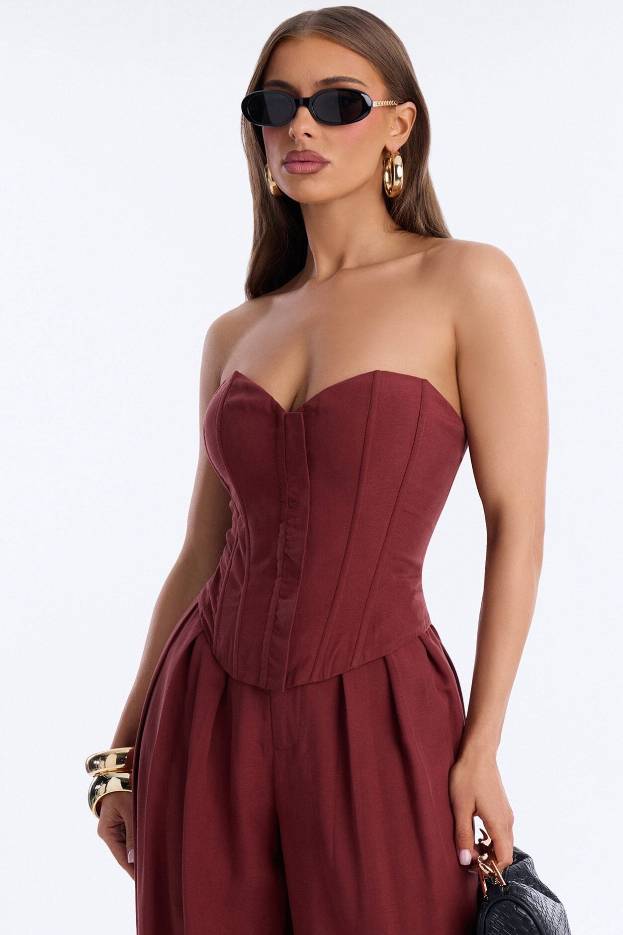 Jenine Corset Wide Leg Pant Set - Rust image 2