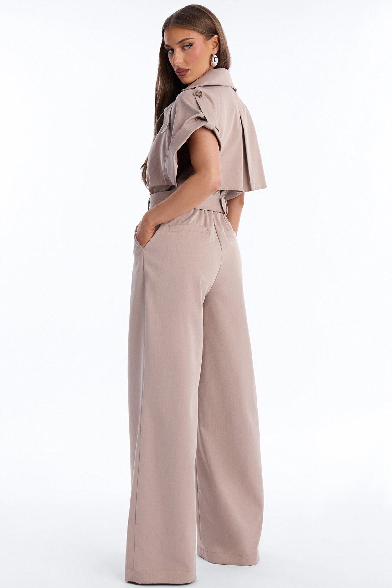 Gayle Belted Trench Jumpsuit - Mocha image 4