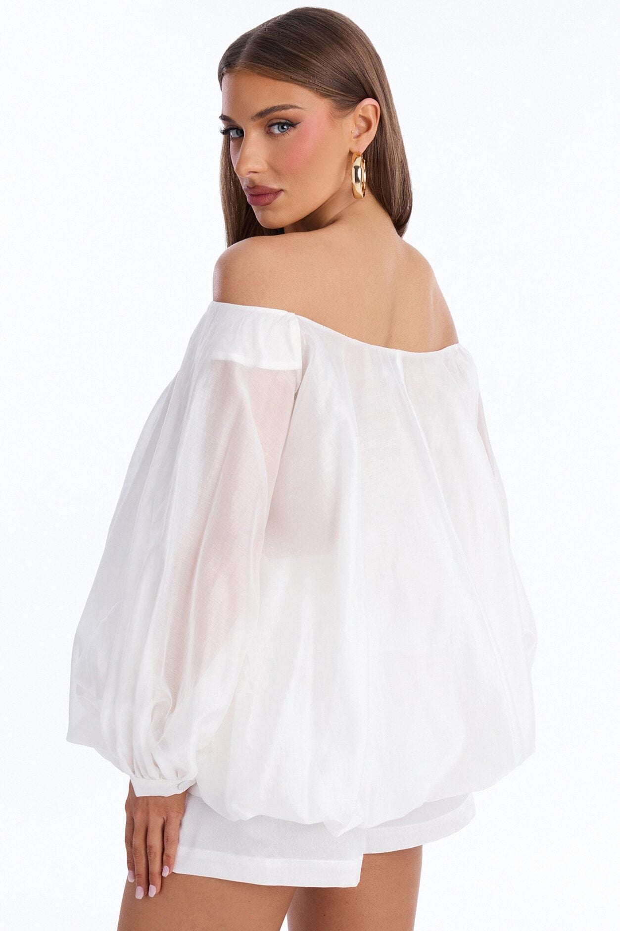 Down To Earth Off Shoulder Short Set - White image 4