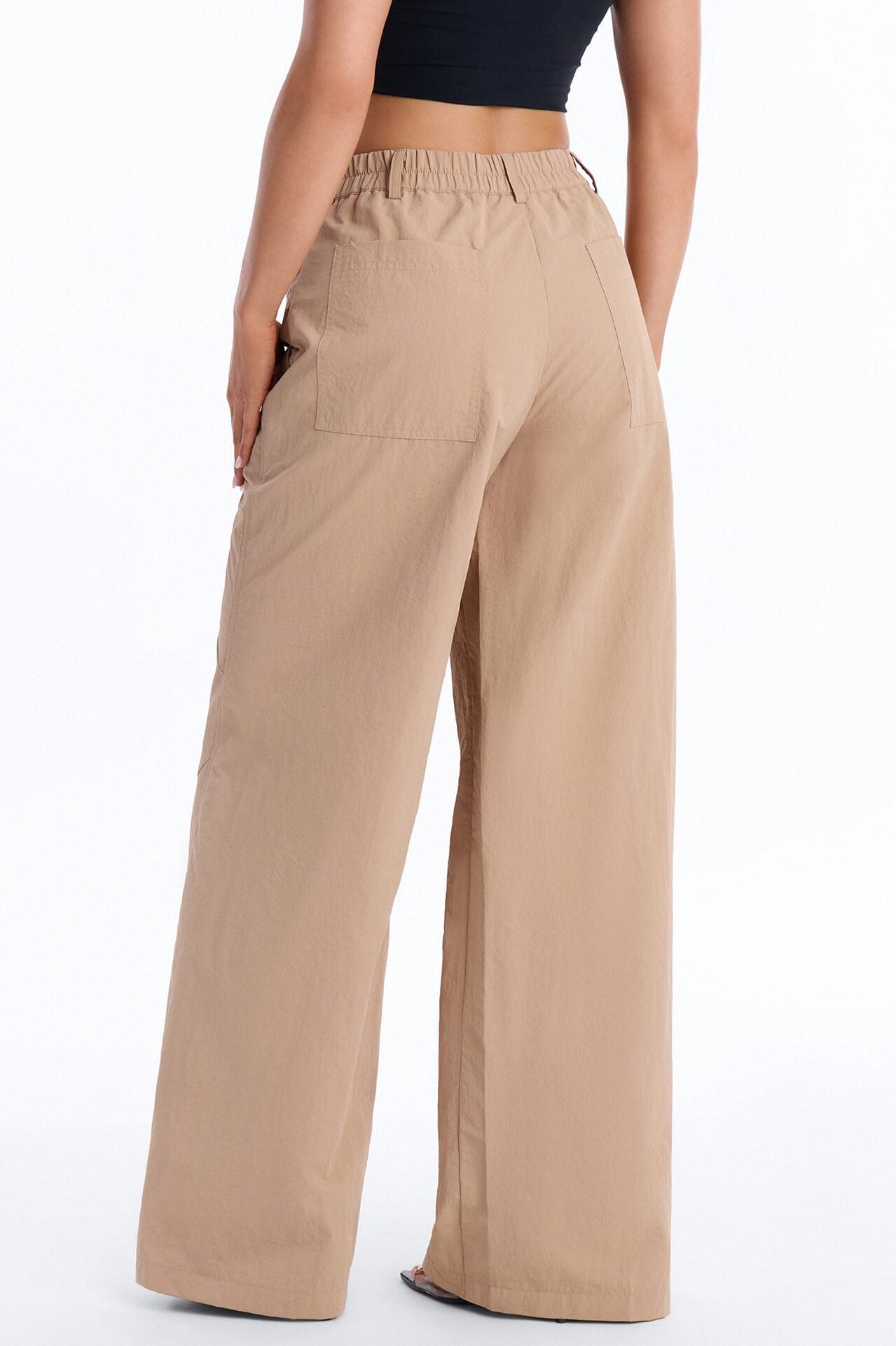 Not Your Man's Button Up Wrap Waist Wide Leg Trouser - Khaki image 4