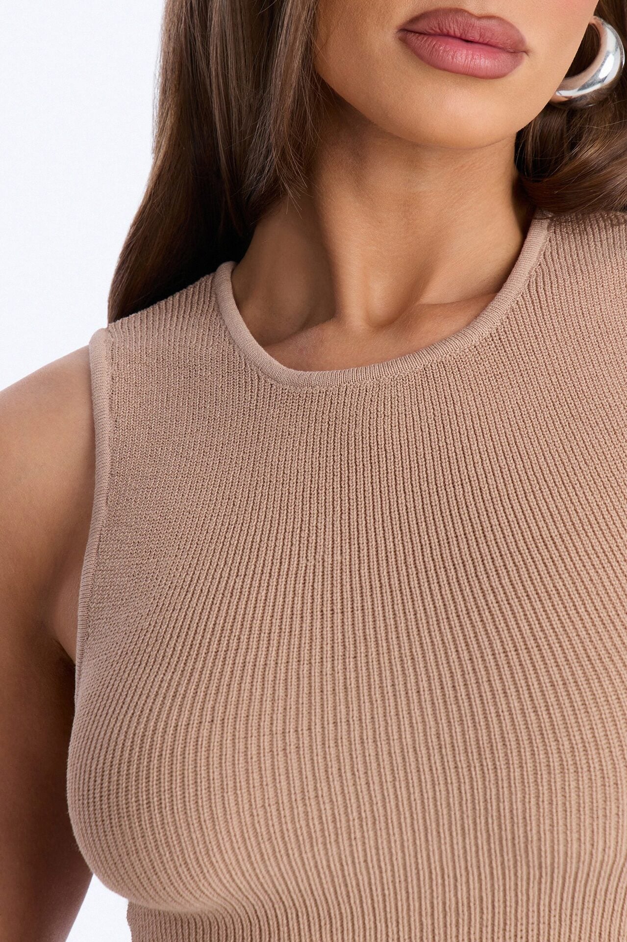 Just Enough Sweater Tank Top - Taupe image 3