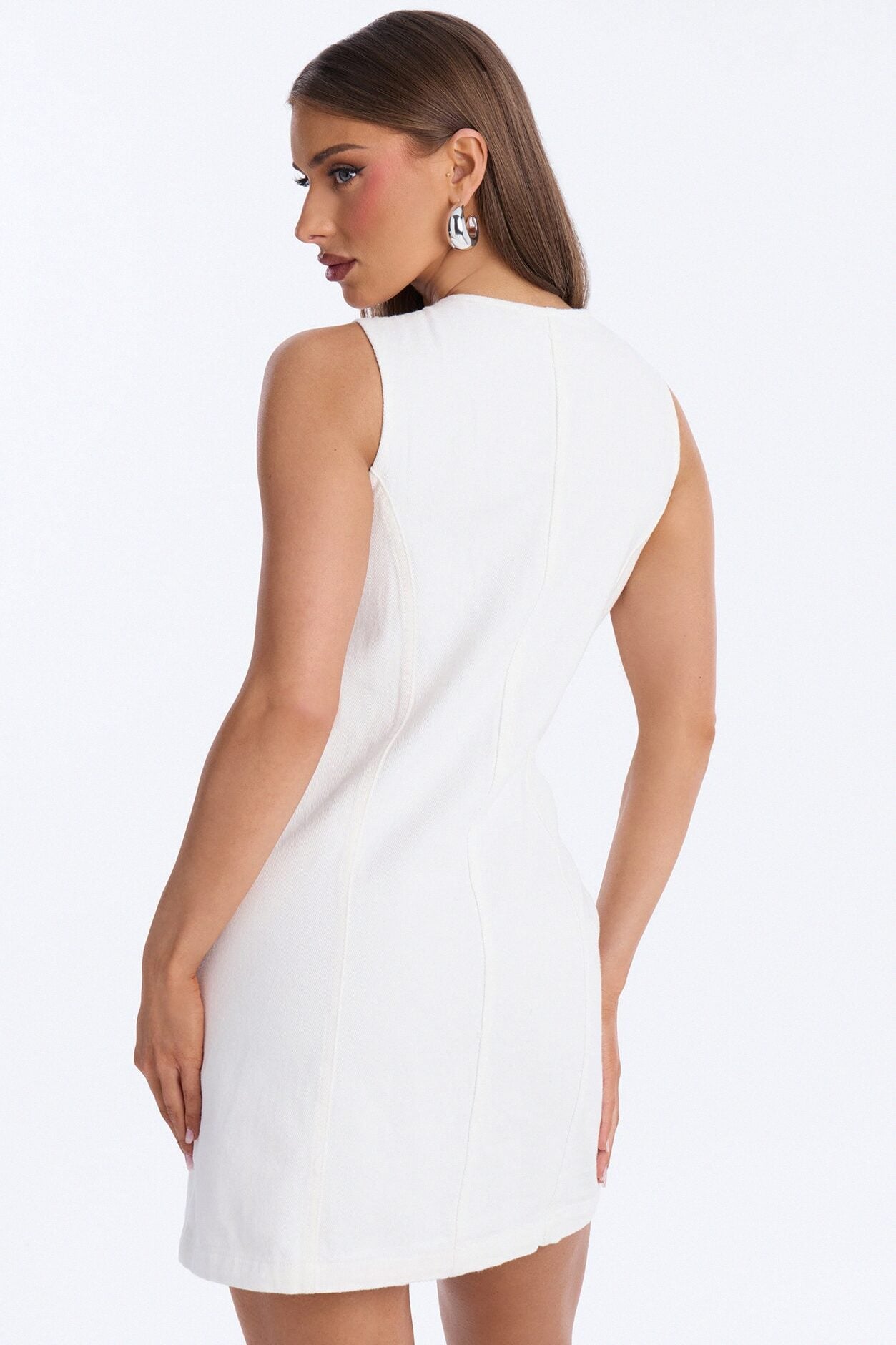 Adalynn Sleeveless Denim Mini Dress - White image 4