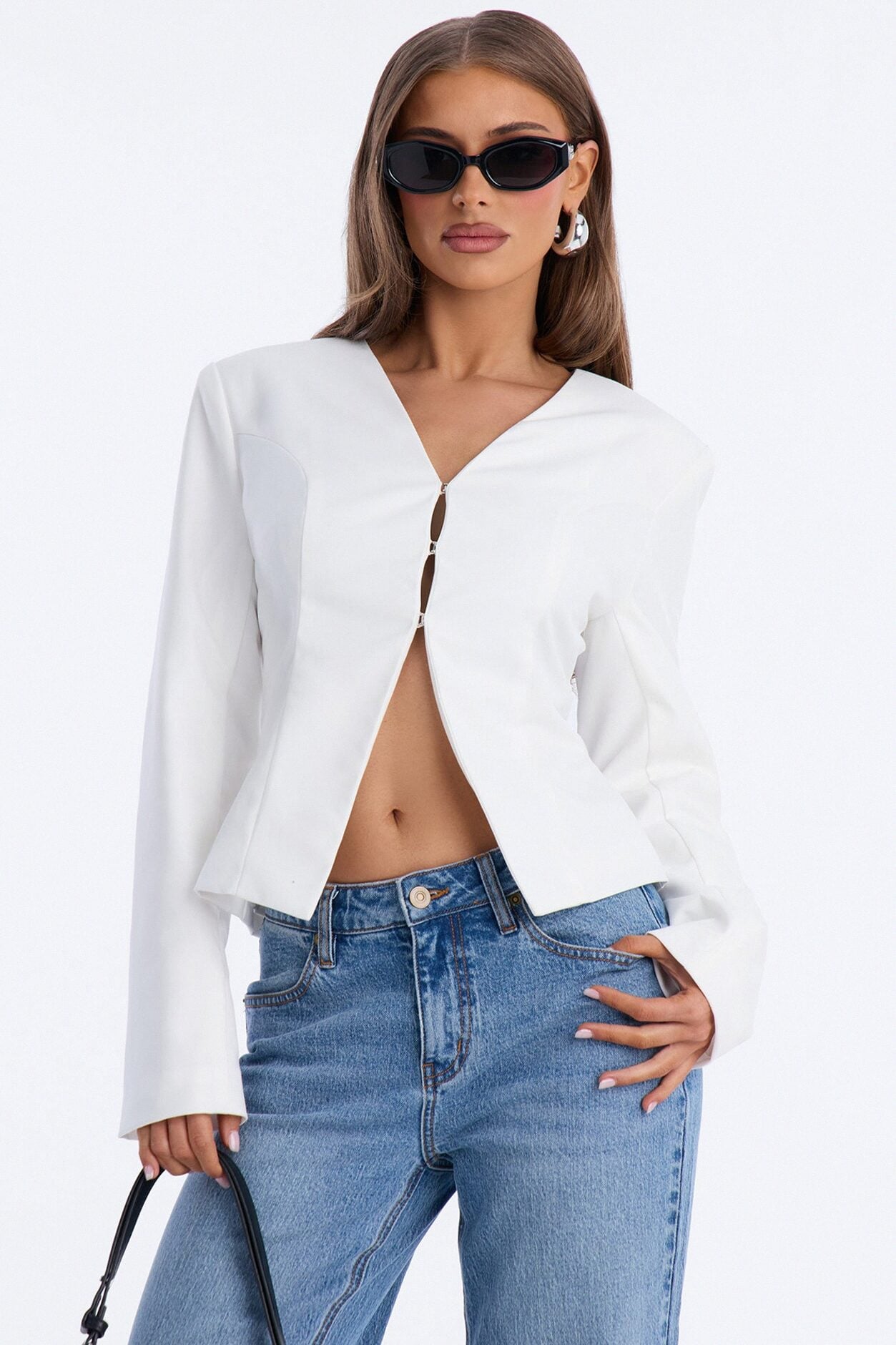 Collarless Cinched Everyday Blazer - Ivory image 2