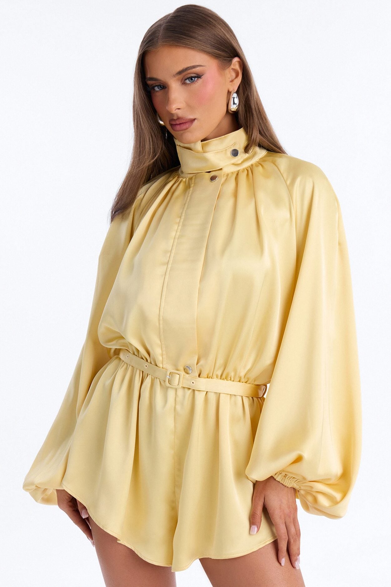 Sia Satin Collar Romper - Yellow image 2