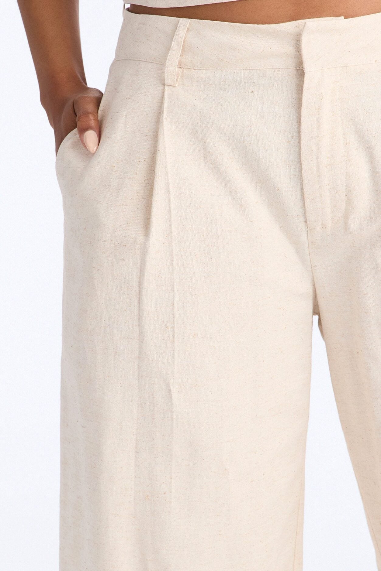 Ocean Breeze Linen Low Rise Pant 33″ - Stone image 3